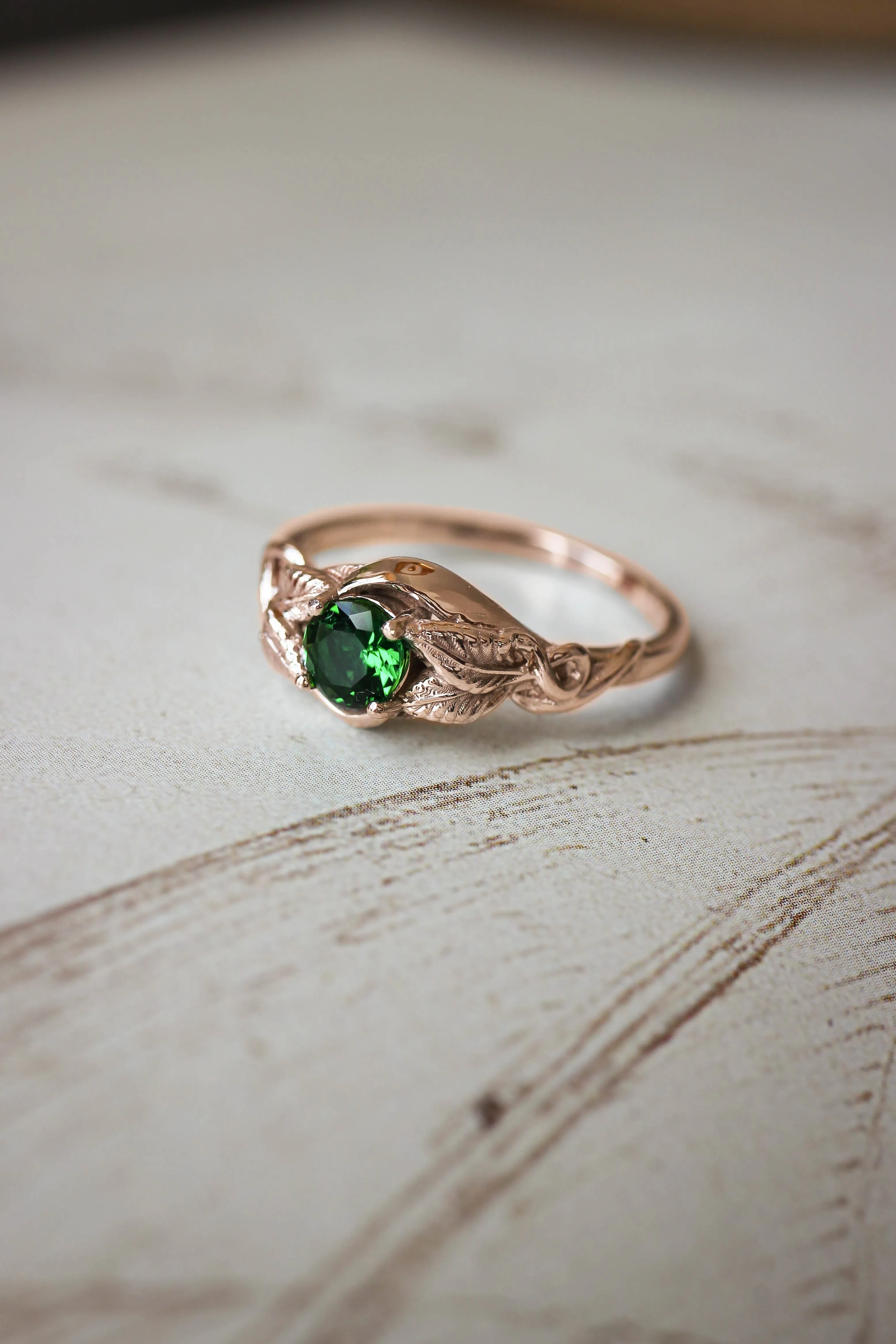 Lab emerald engagement ring / Azalea