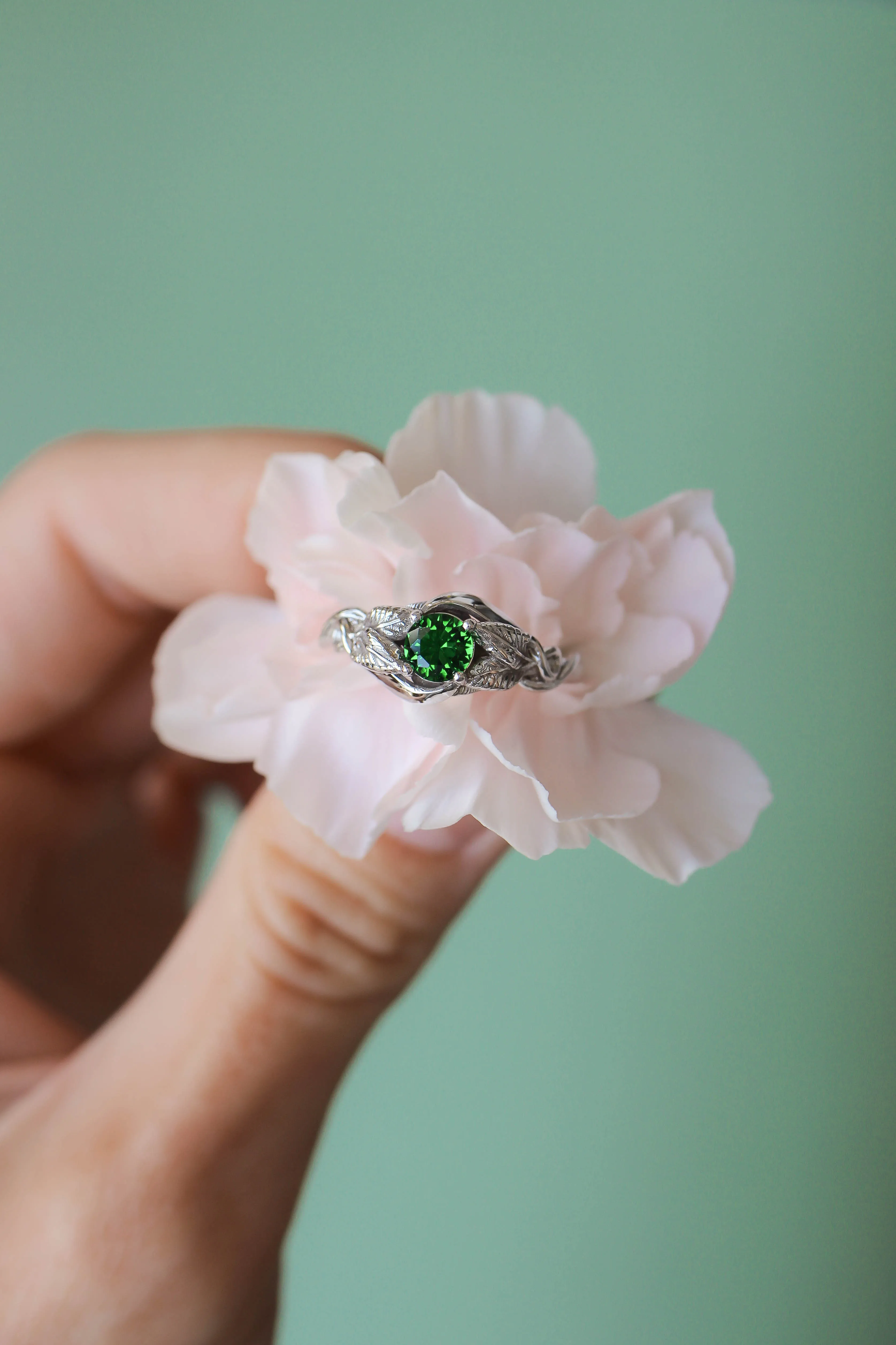 Lab emerald engagement ring / Azalea