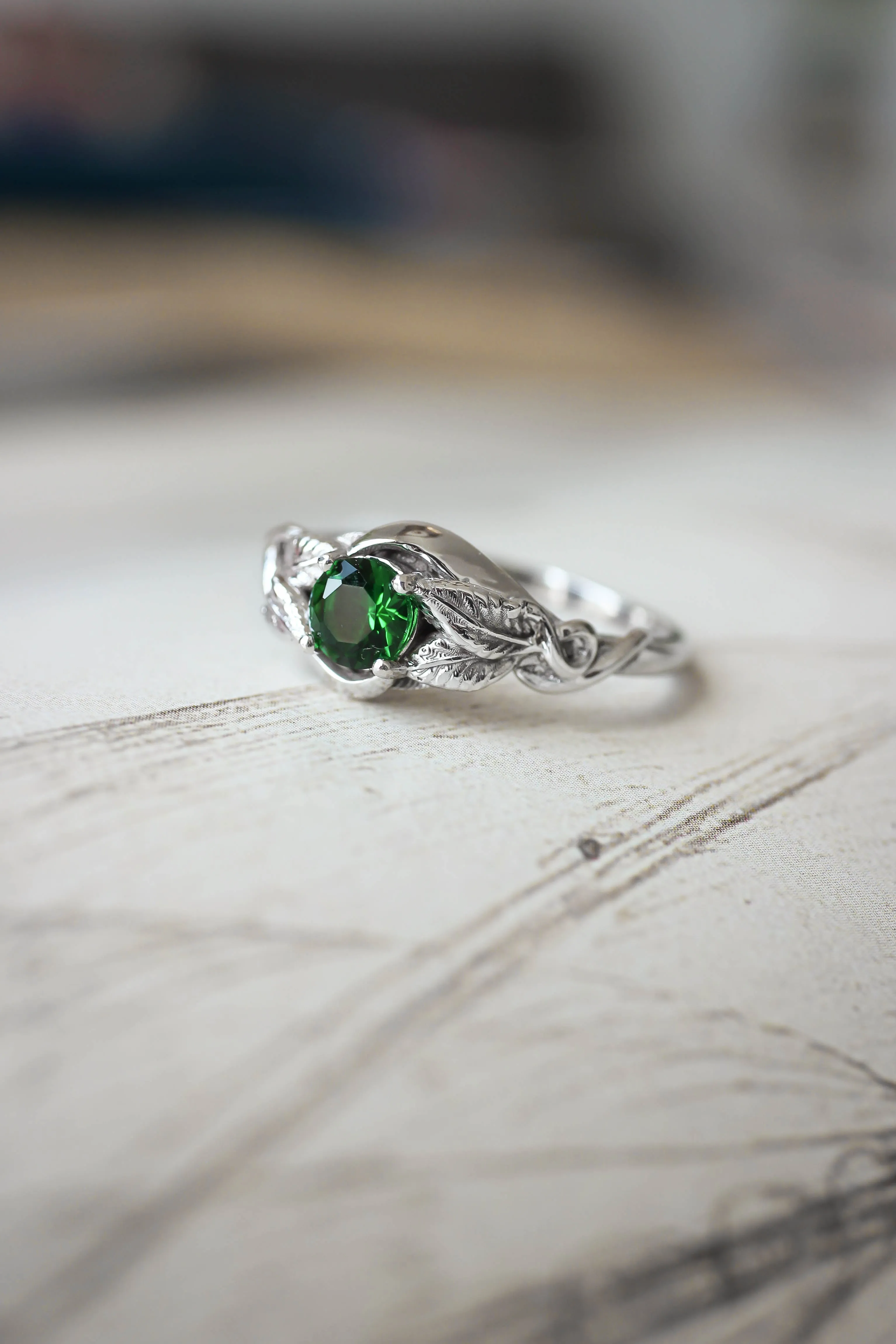 Lab emerald engagement ring / Azalea