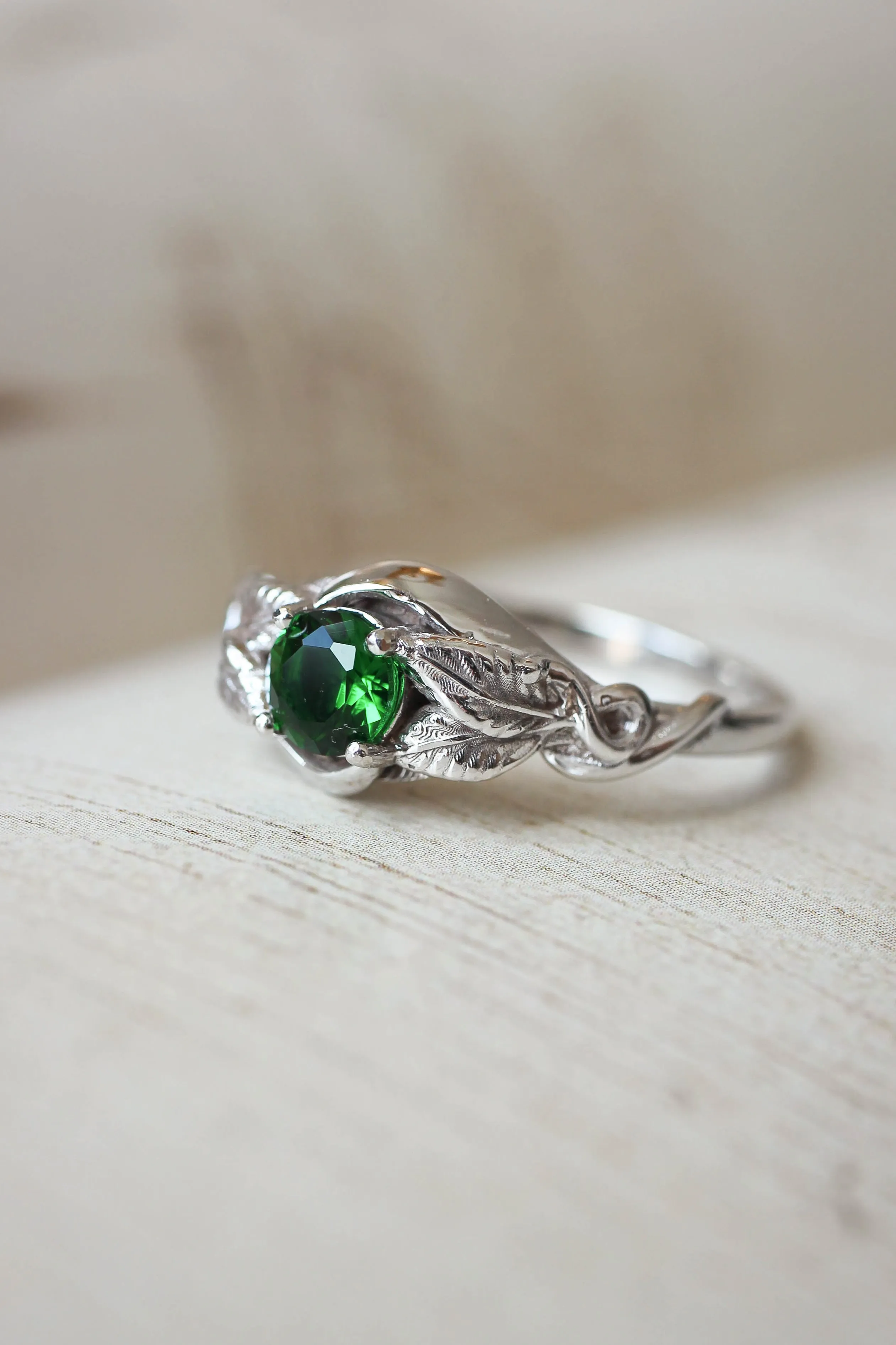 Lab emerald engagement ring / Azalea