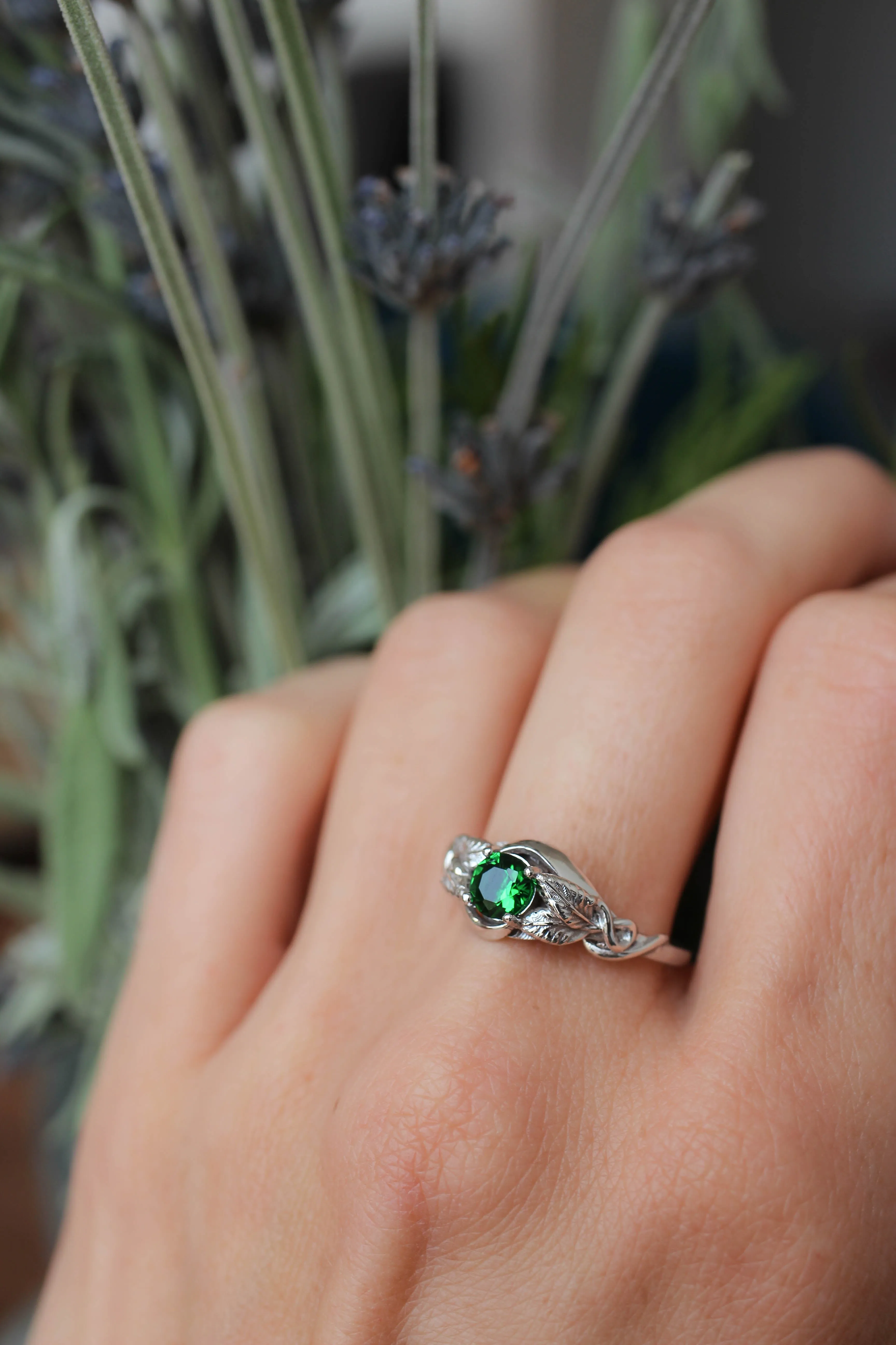 Lab emerald engagement ring / Azalea