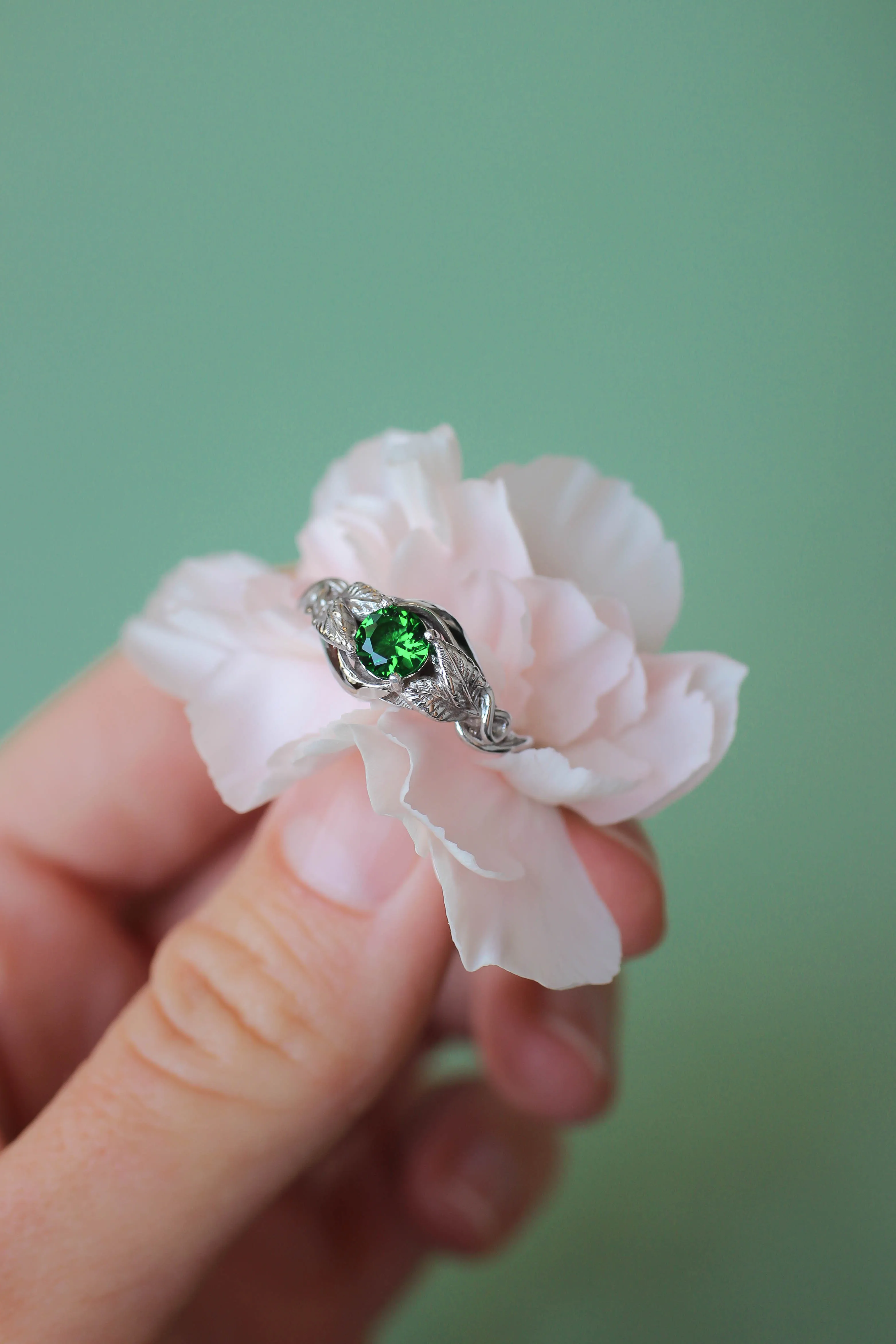 Lab emerald engagement ring / Azalea