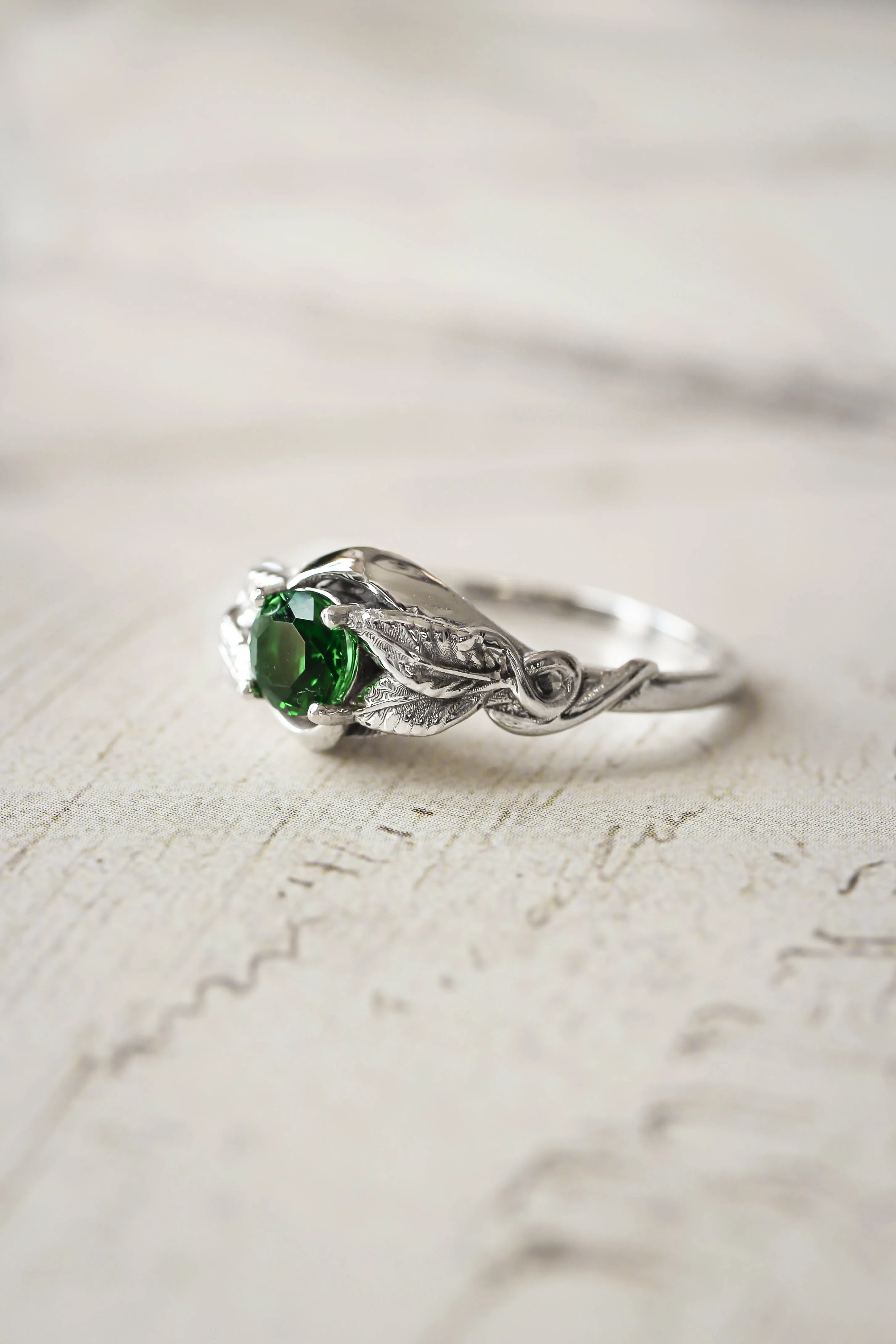 Lab emerald engagement ring / Azalea