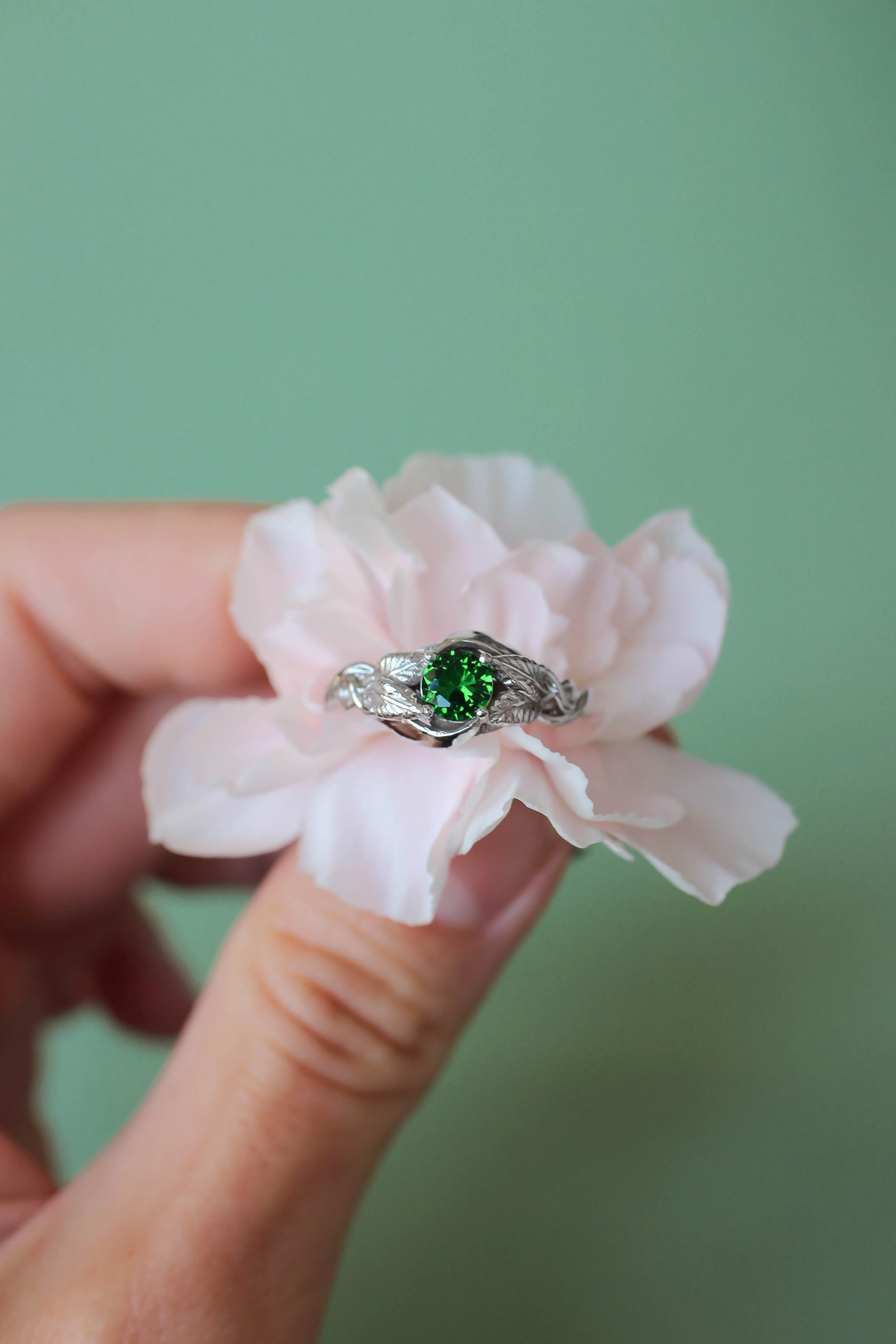 Lab emerald engagement ring / Azalea