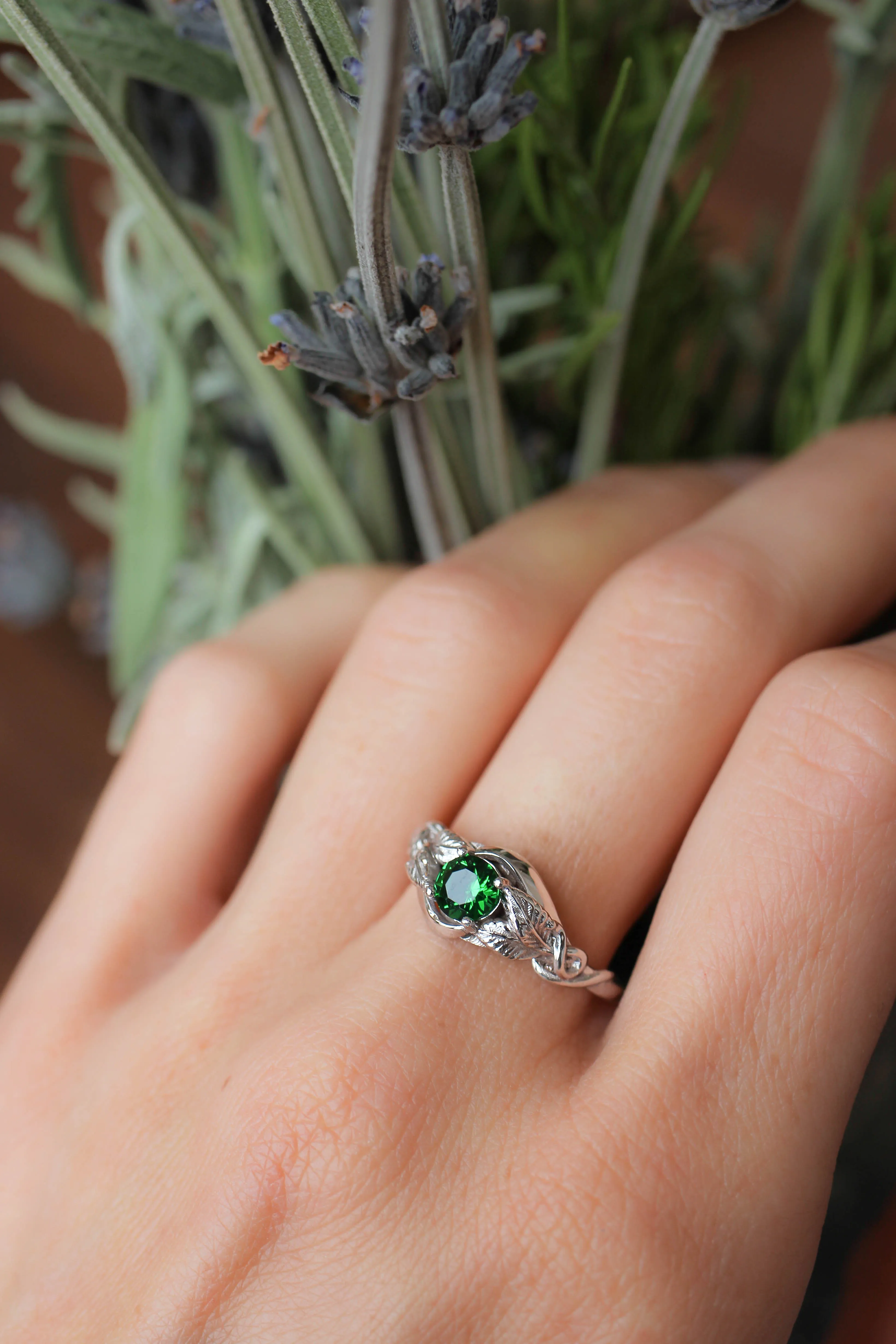 Lab emerald engagement ring / Azalea