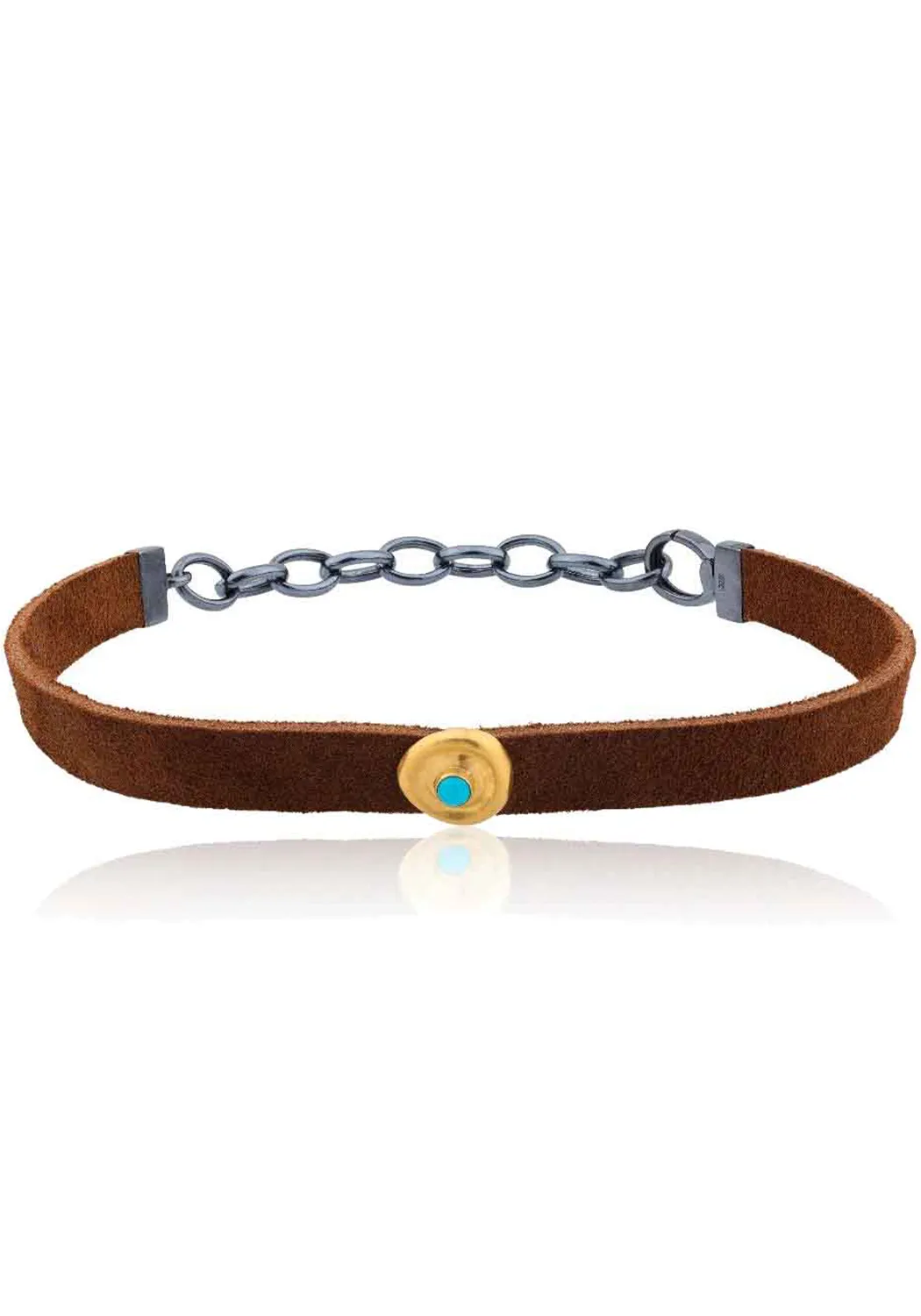 Lika Behar Rondette 24KYG & Suede Turquoise Choker