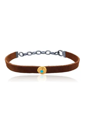 Lika Behar Rondette 24KYG & Suede Turquoise Choker