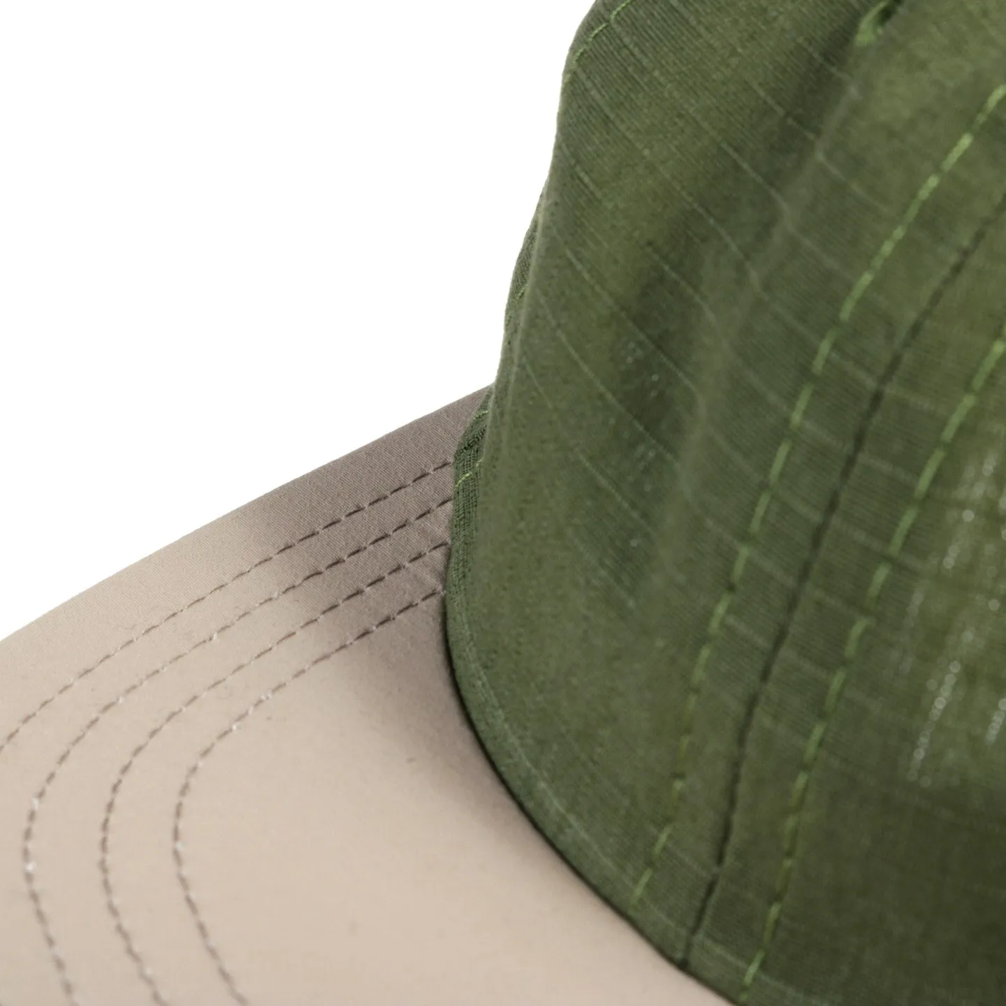 LITE YEAR 6 PANEL CAP 2 TONE COTTON RIPSTOP / NYLON OLIVE / SAND