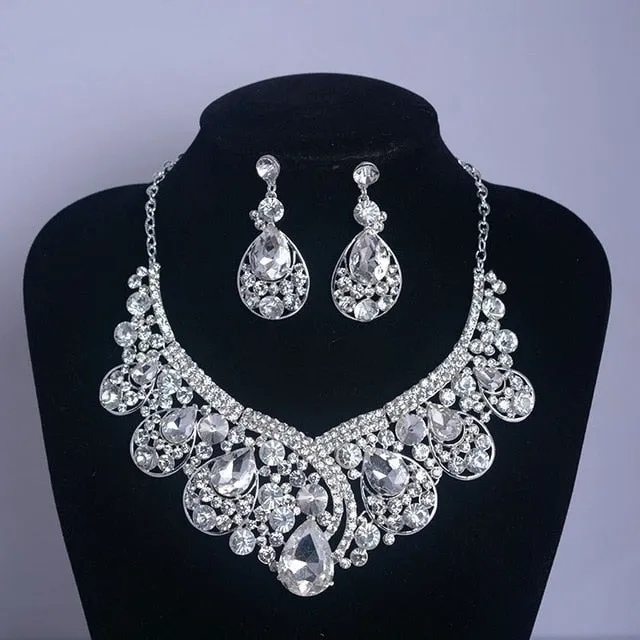 Luxury Big Rhinestone Bridal Jewelry Sets