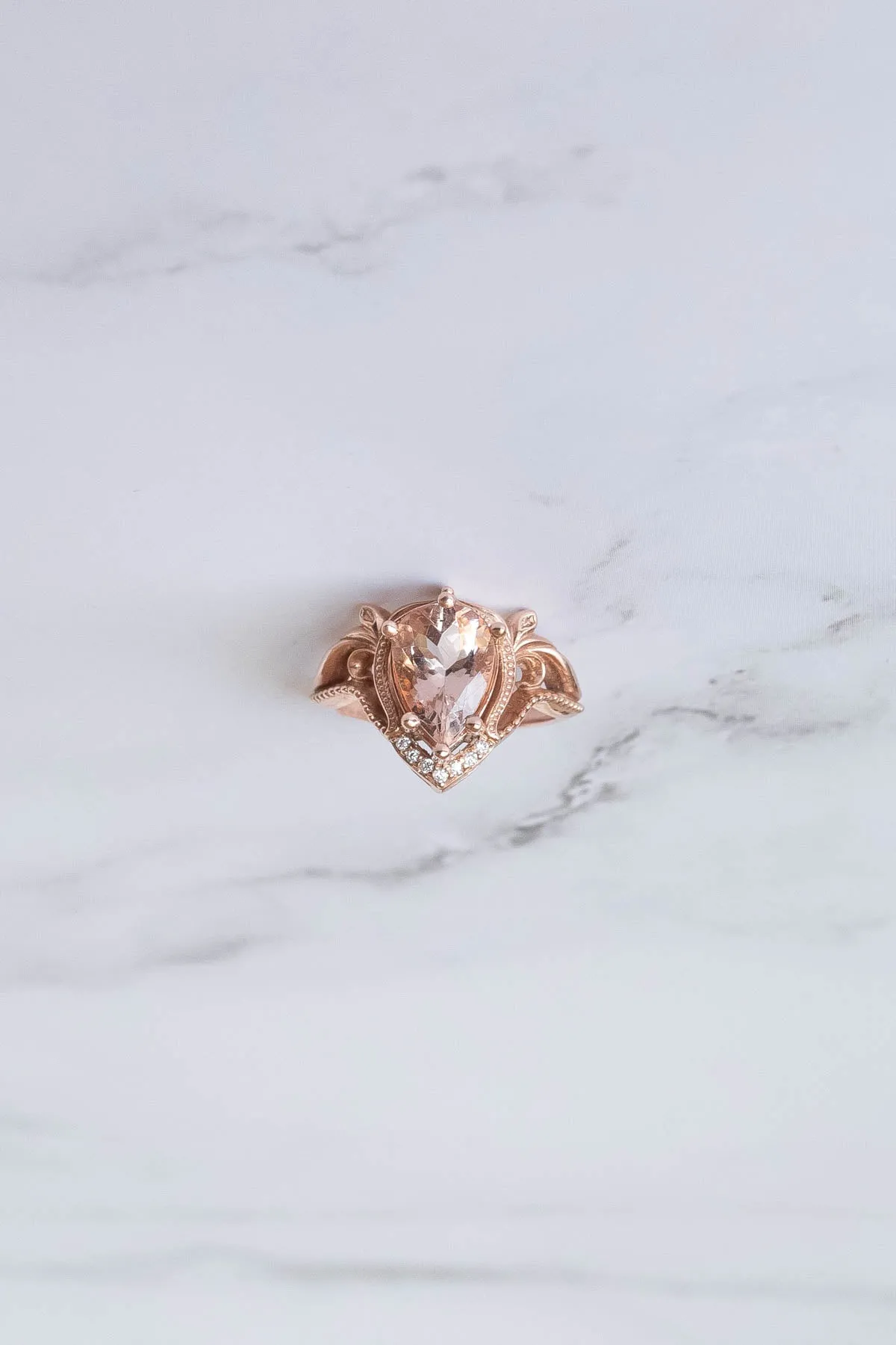 Morganite engagement ring in rose gold, statement ring with peach morganite / Lida