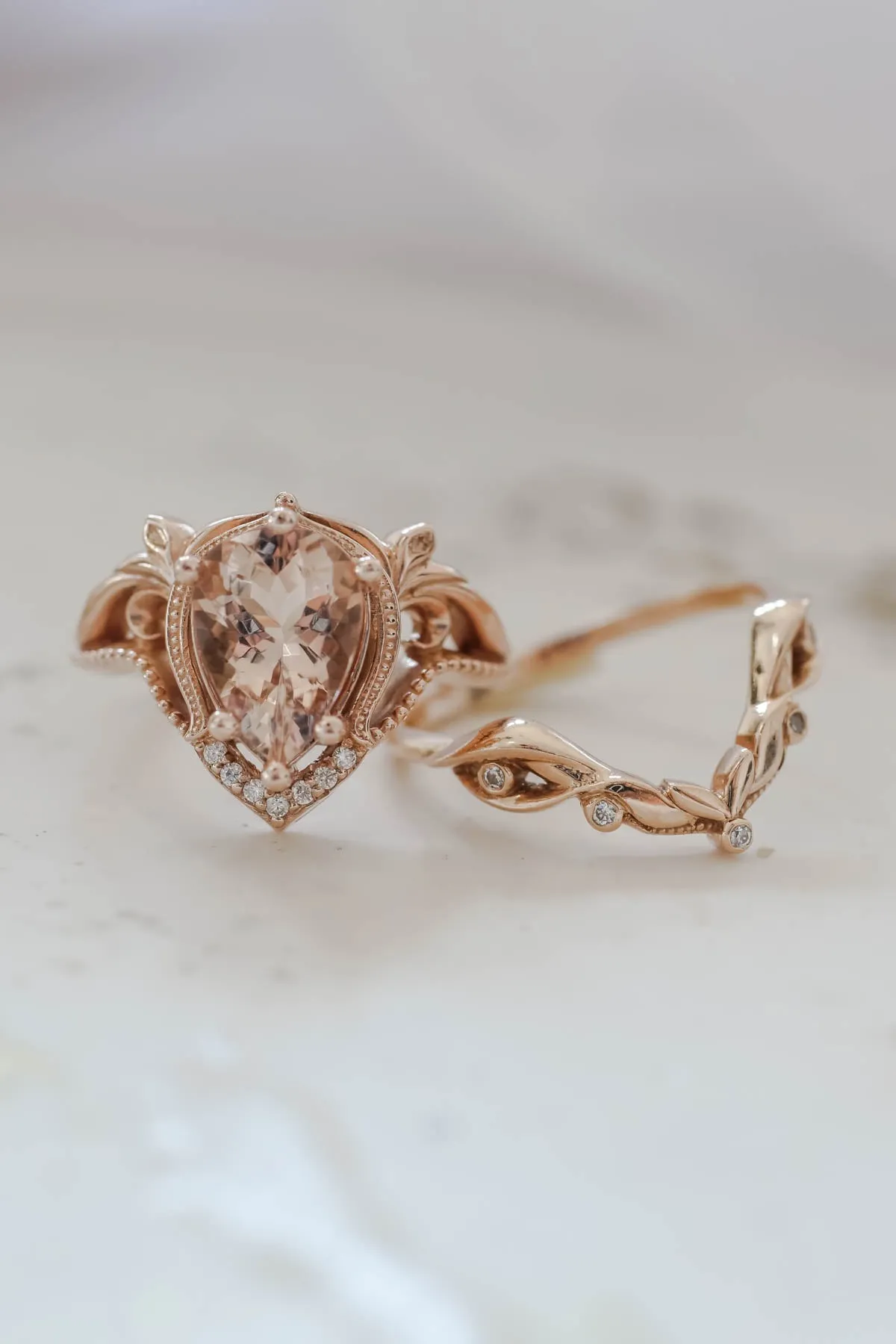 Morganite engagement ring in rose gold, statement ring with peach morganite / Lida