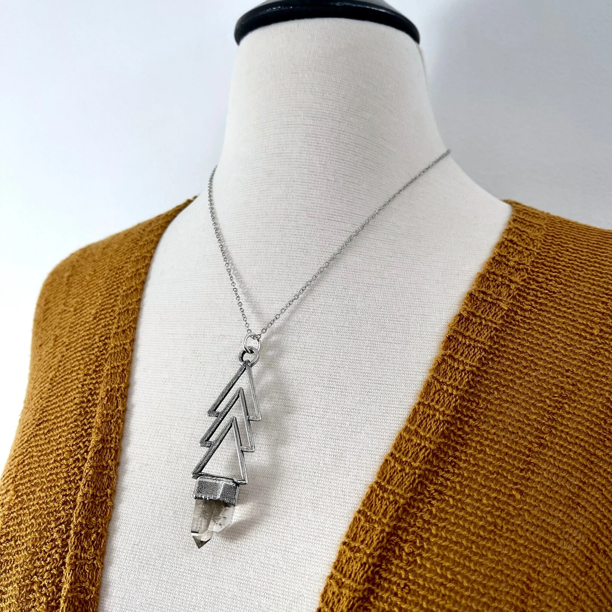 Moss & Moon Collection - Included Quartz Statement Necklace set in Fine Silver / One of a Kind - by Foxlark