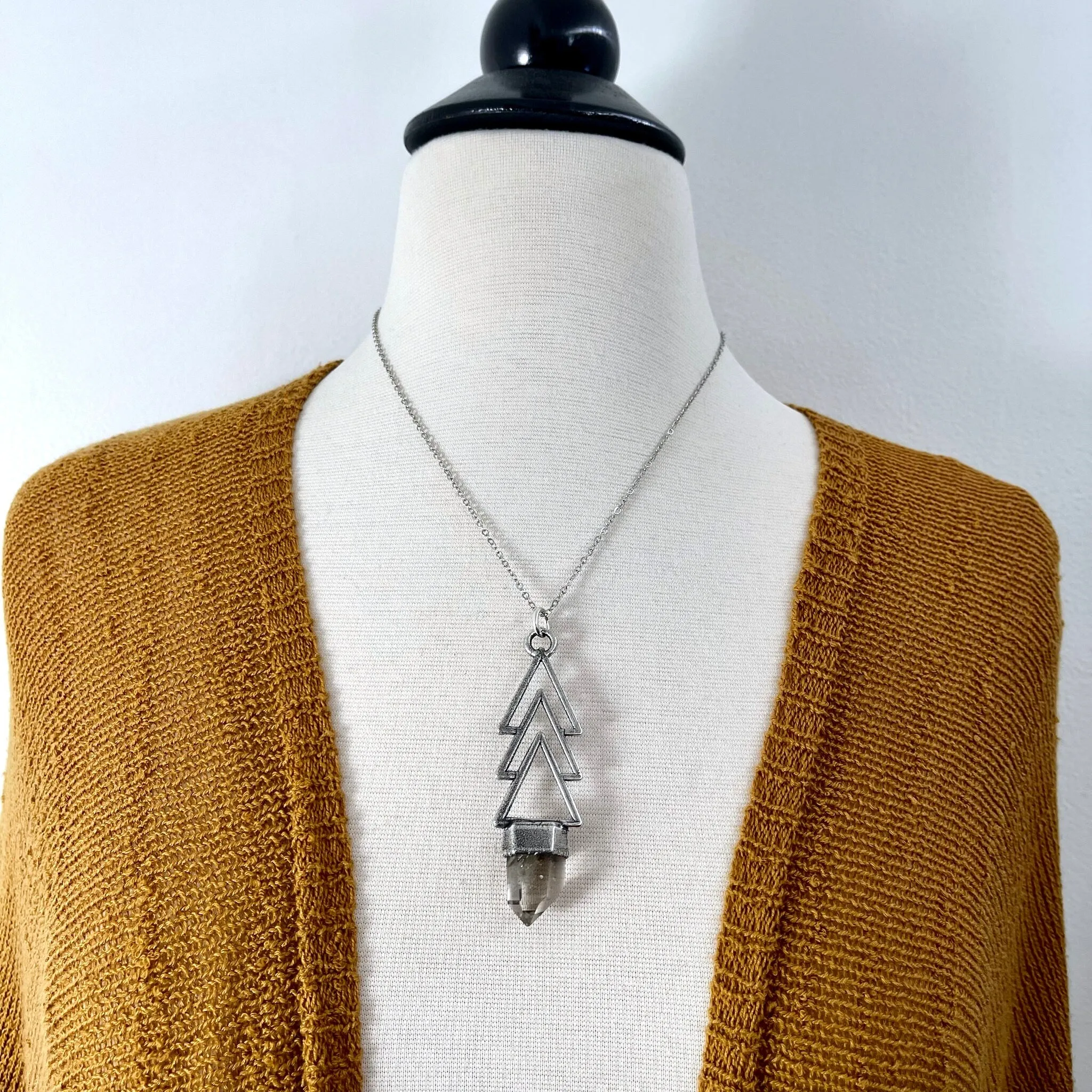 Moss & Moon Collection - Included Quartz Statement Necklace set in Fine Silver / One of a Kind - by Foxlark