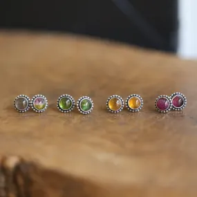 Multicolored Tourmaline Posts - Choose Your Color - Tourmaline Earrings - .925 Sterling Silver