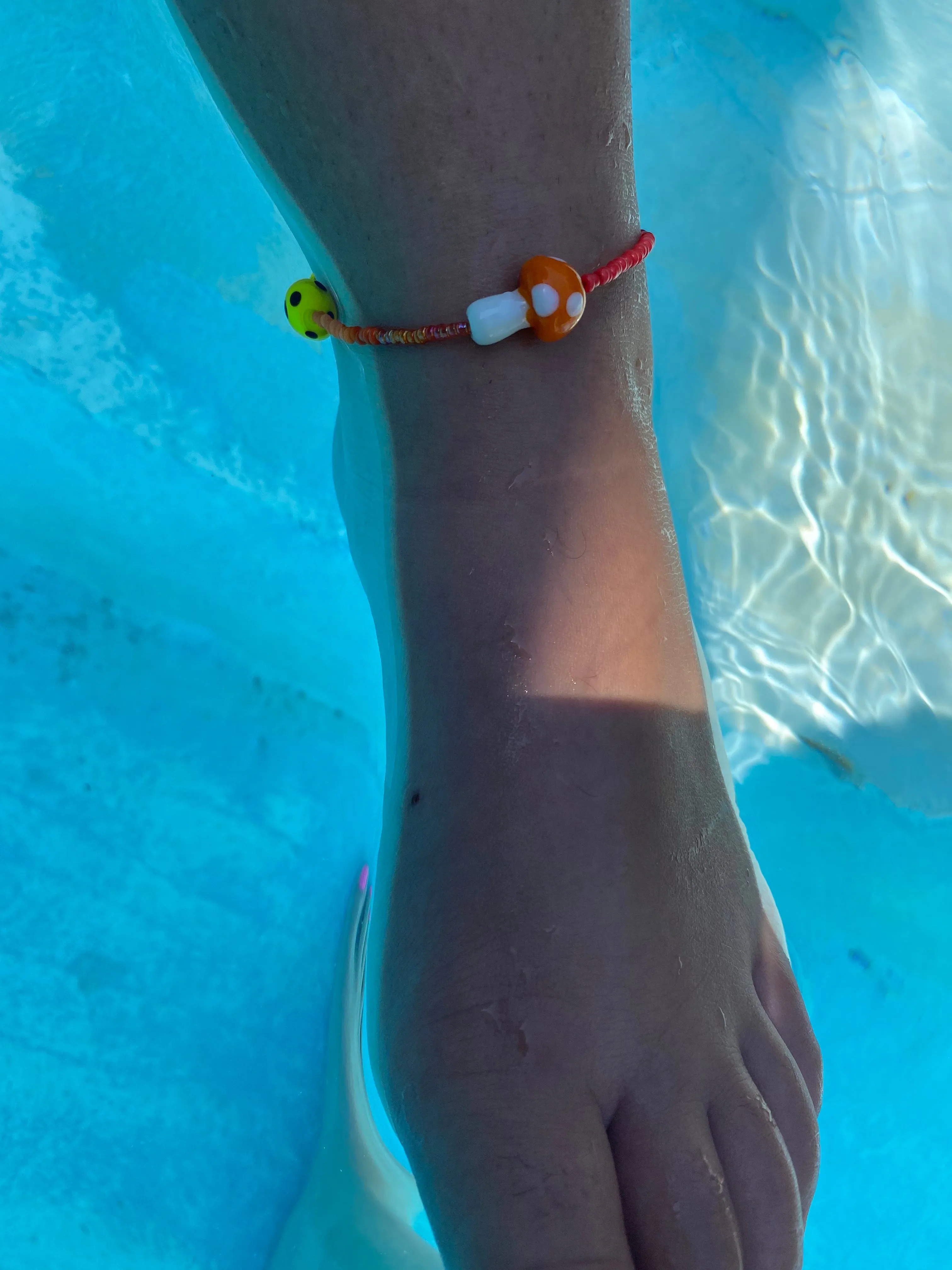 Mushroom Beaded Anklet