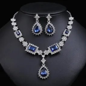 Oval Diamonds Choker Necklace Earrings Set for Women