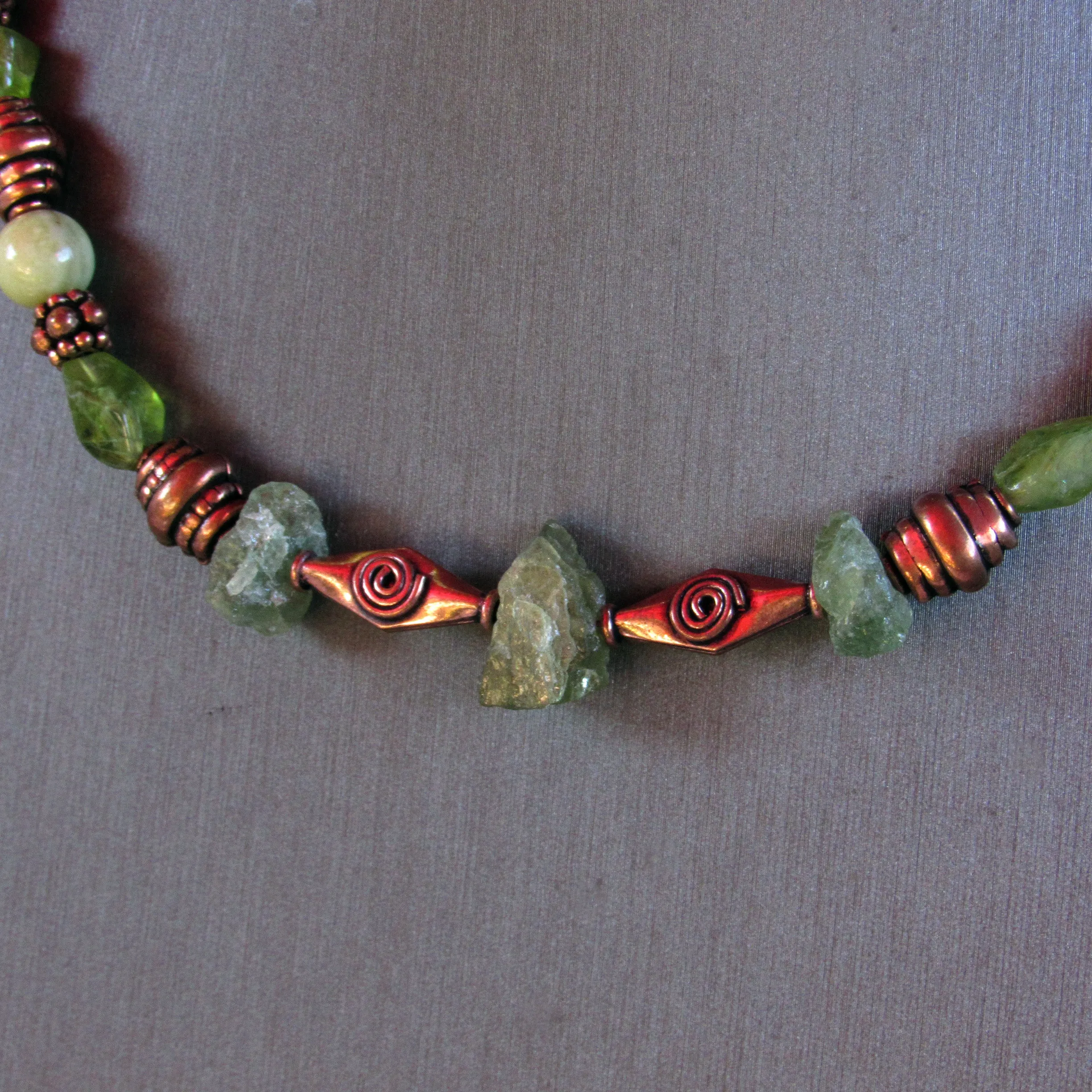 Peridot and Copper Necklace