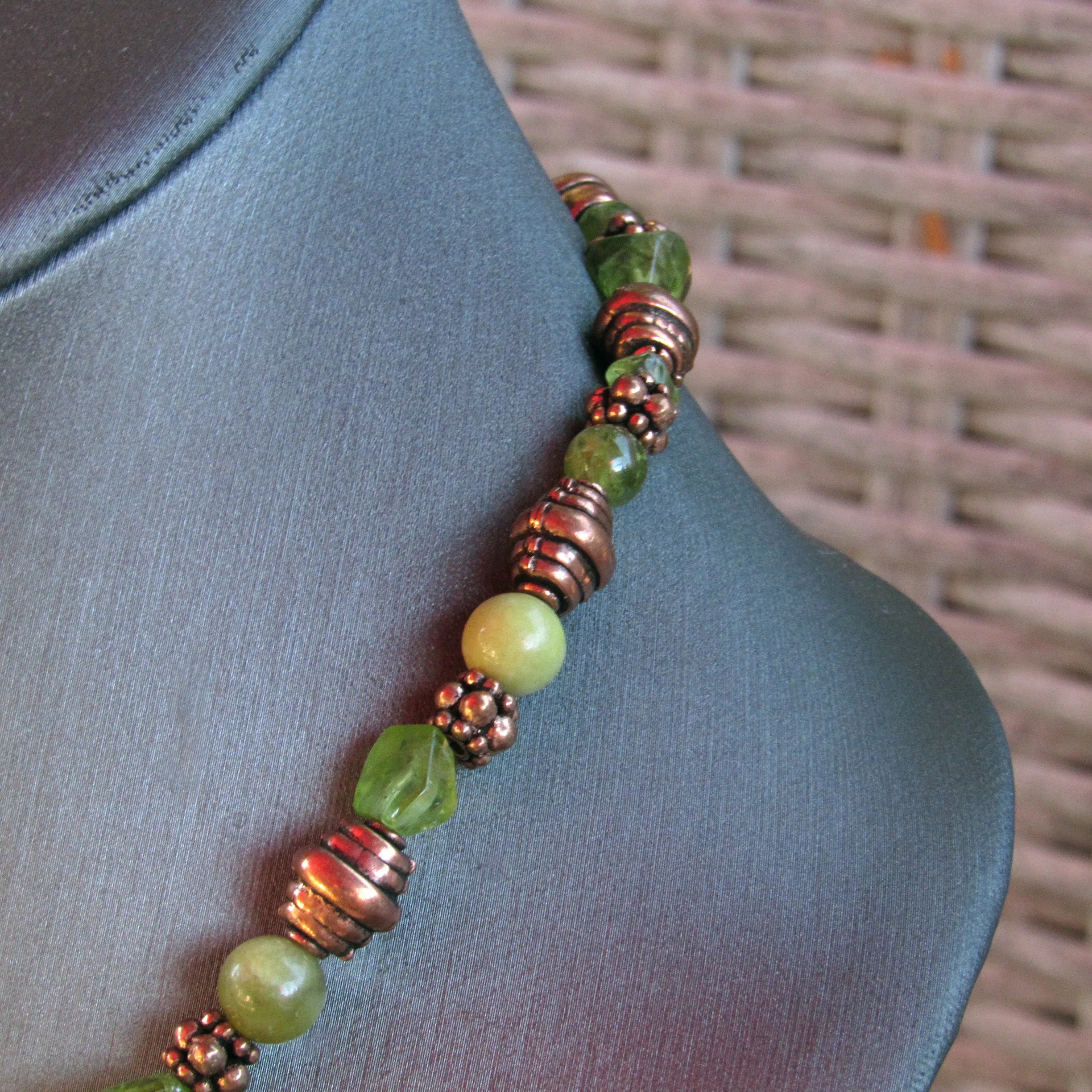 Peridot and Copper Necklace