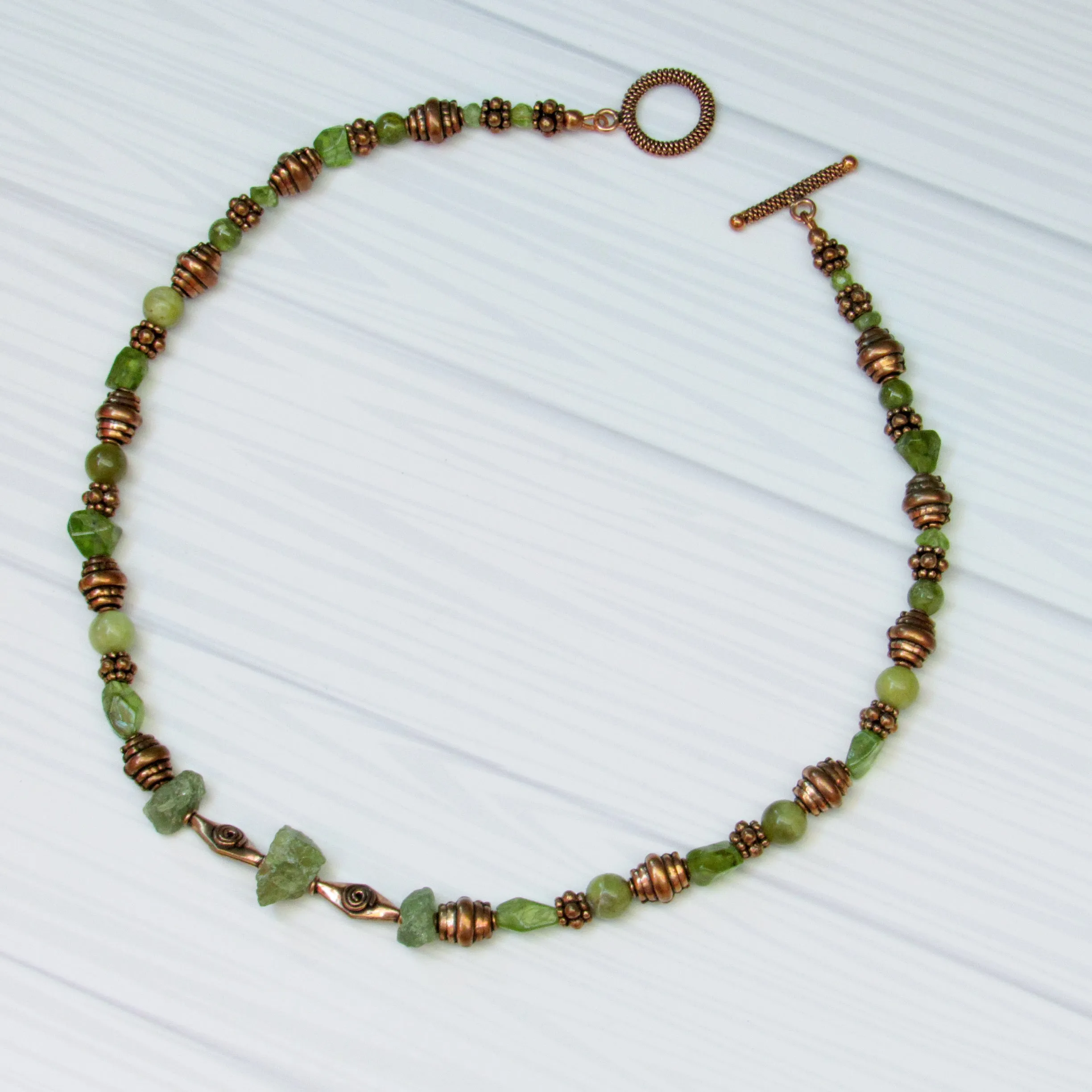 Peridot and Copper Necklace