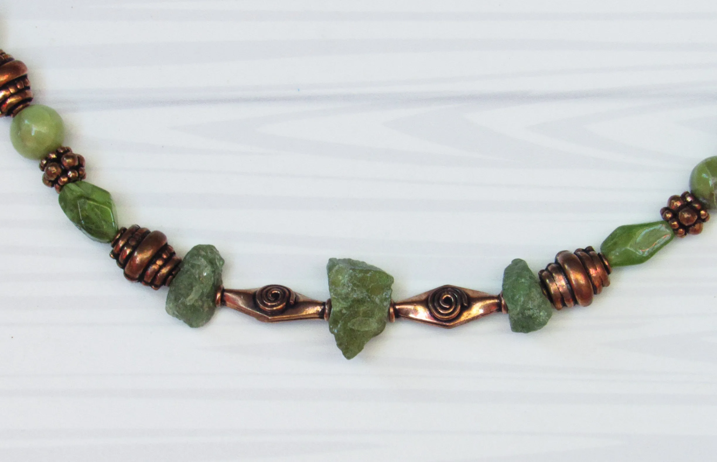 Peridot and Copper Necklace