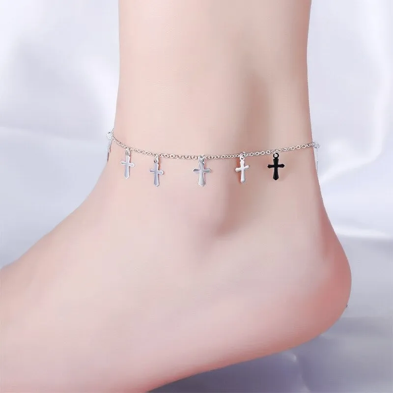 Petal Sterling Silver Chain Pearls Anklet For Women