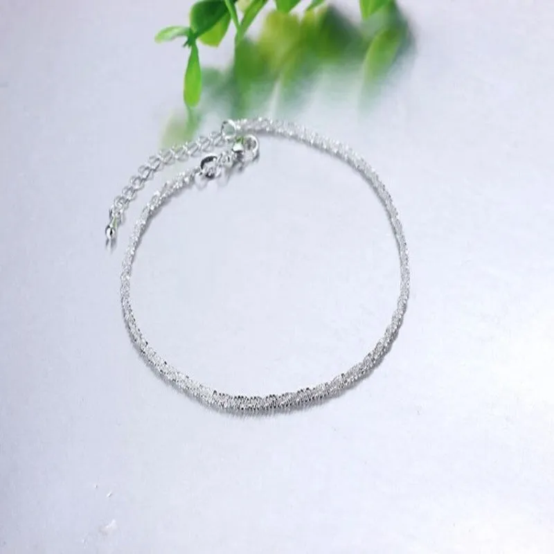 Petal Sterling Silver Chain Pearls Anklet For Women