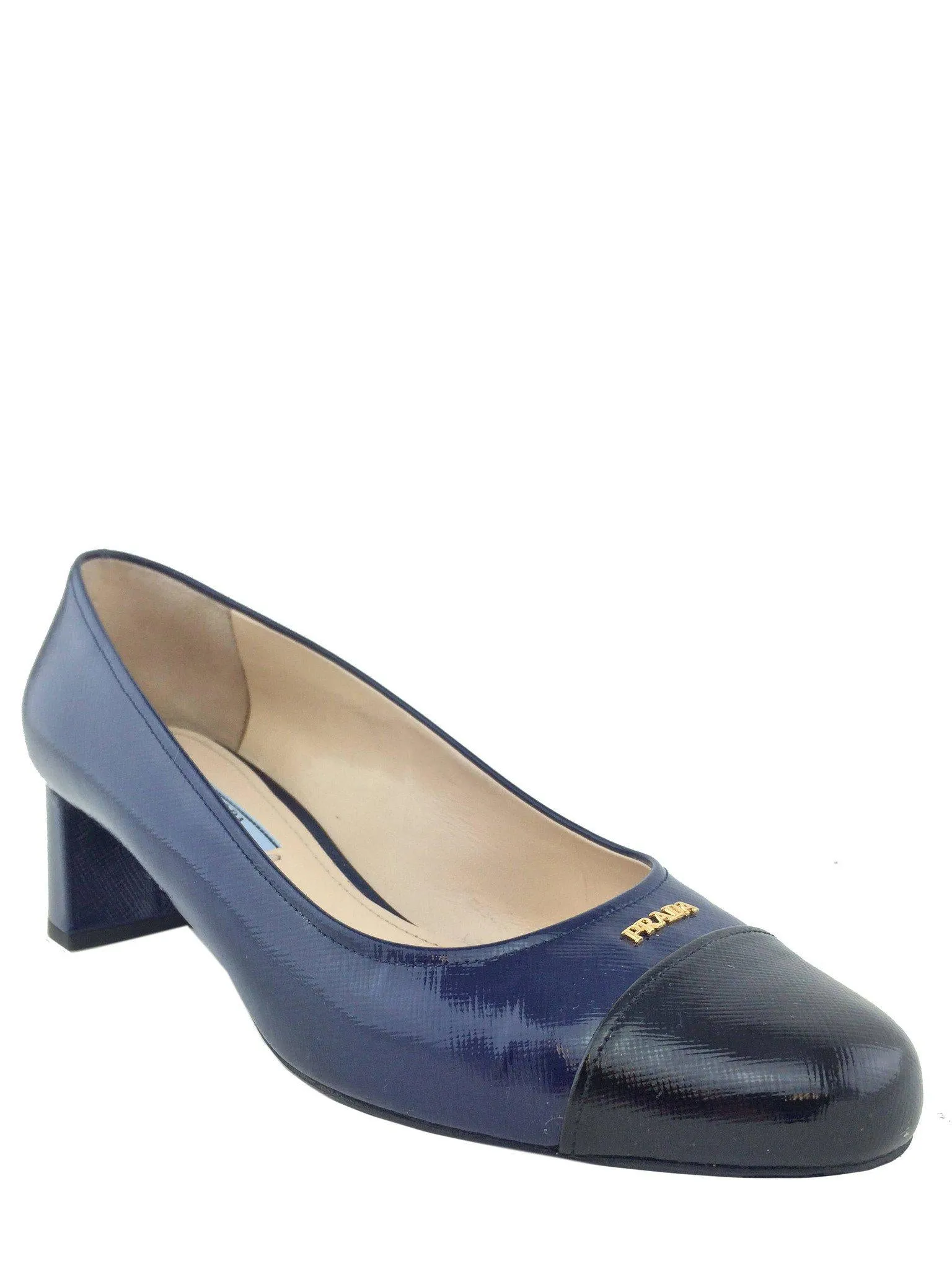 Prada Vernice Saffiano Cap Toe Pumps Size 9 | IT39