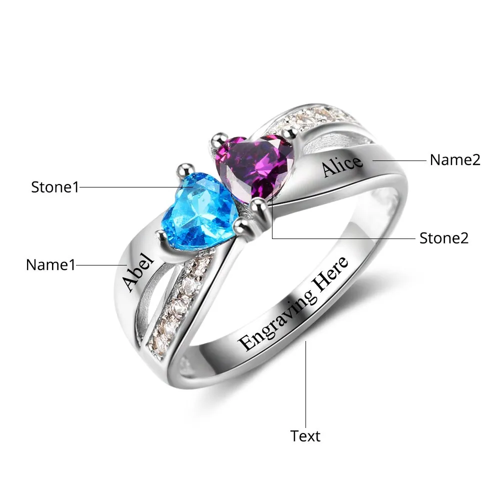 Promise Rings Personalized Jewelry Engrave Name Custom Birthstone Ring 925 Sterling Silver Rings For Women