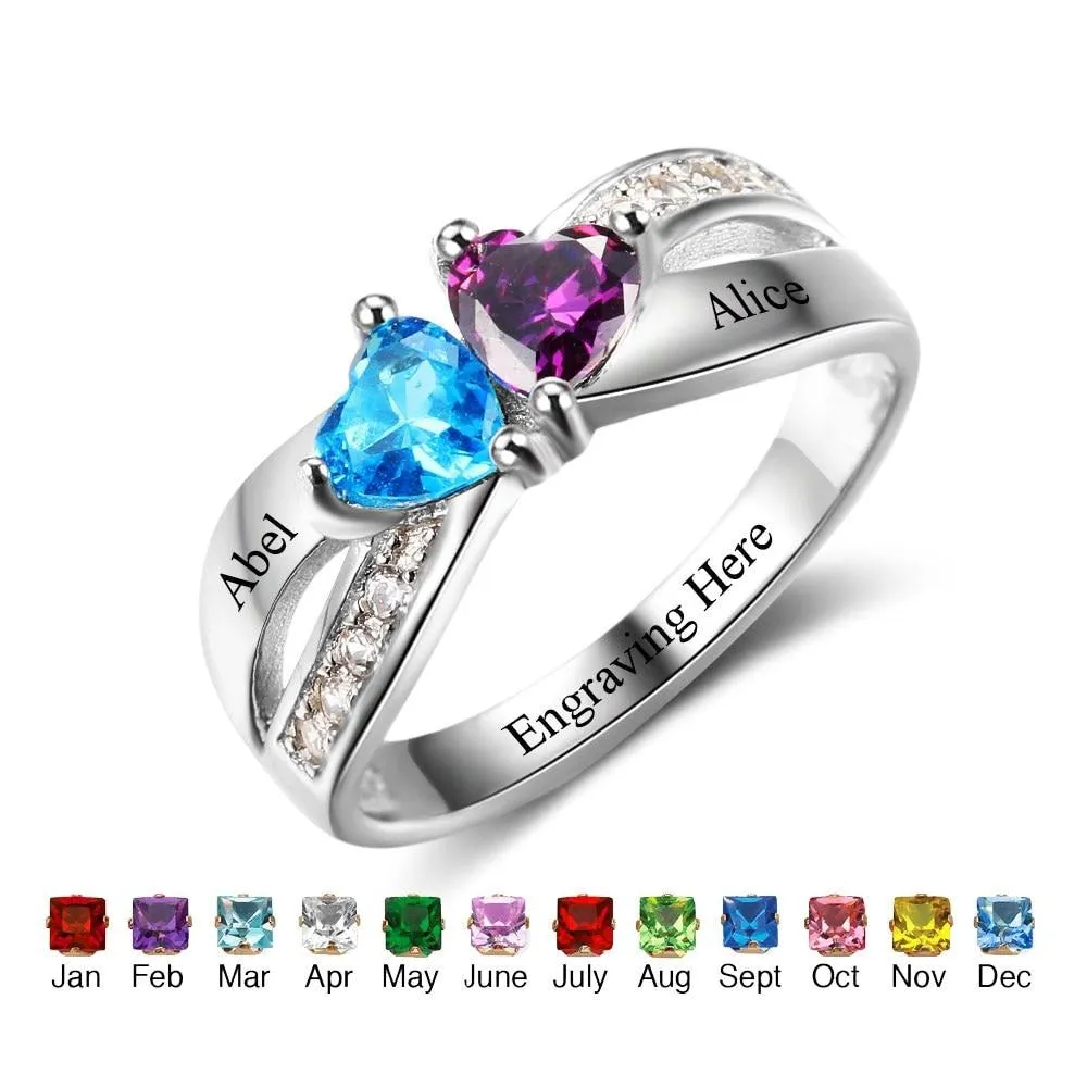 Promise Rings Personalized Jewelry Engrave Name Custom Birthstone Ring 925 Sterling Silver Rings For Women