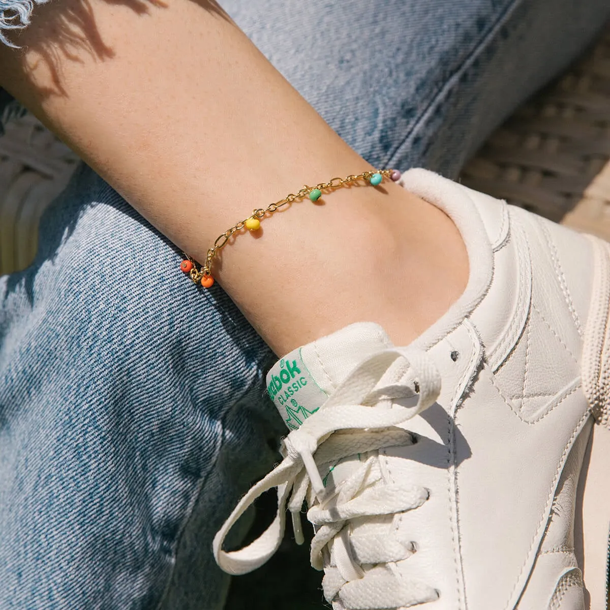 Rainbow Beaded Anklet