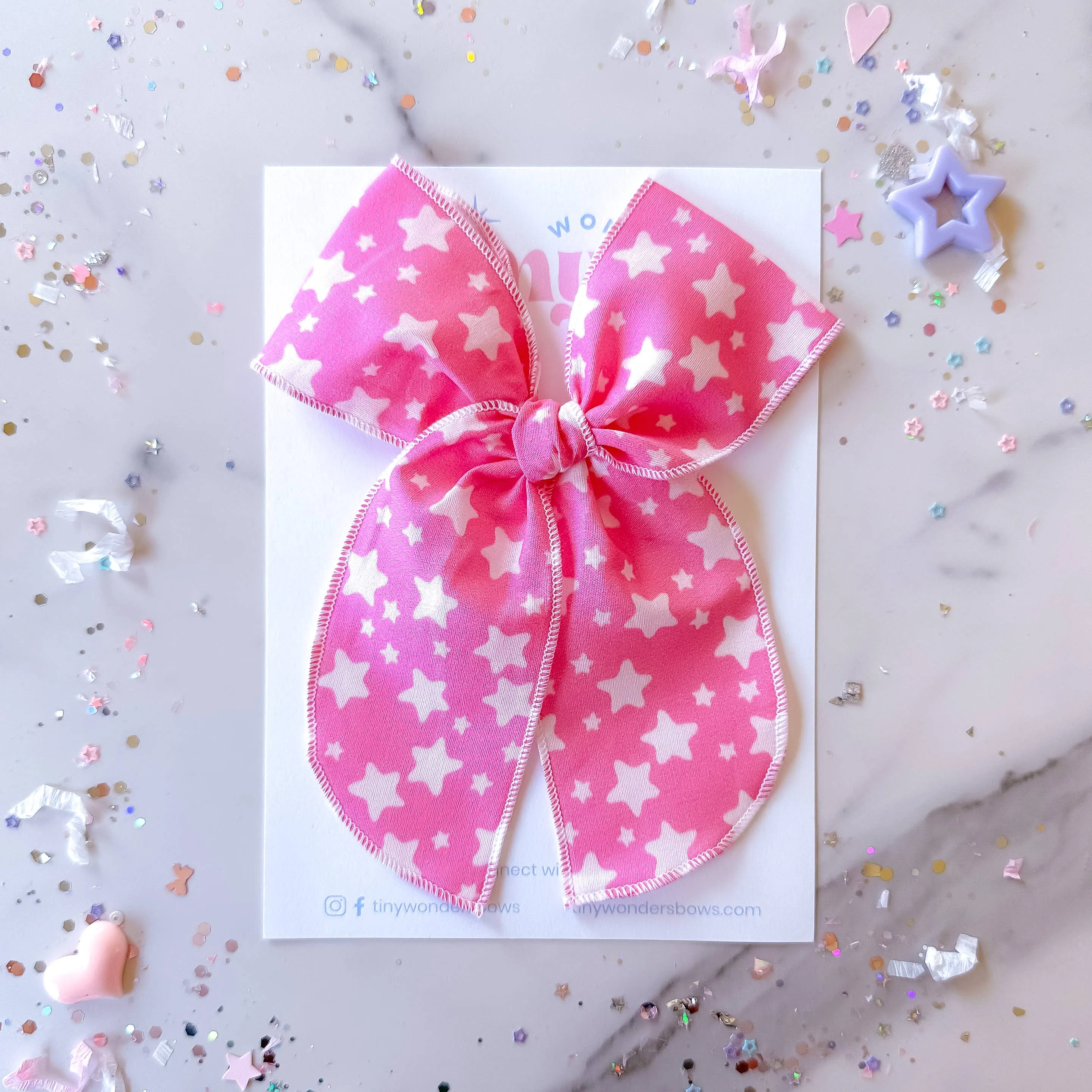 Retro Stars on Pink Kids Bow