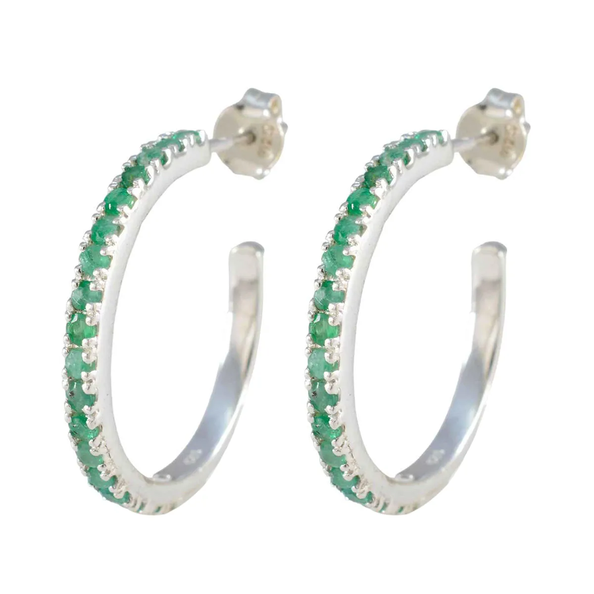 Riyo Alluring 925 Sterling Silver Earring For Sister Indian Emerald Earring Bezel Setting Green Earring Stud Earring