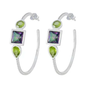 Riyo Attractive 925 Sterling Silver Earring For Demoiselle Multi Earring Bezel Setting Multi Earring Hoop Earring