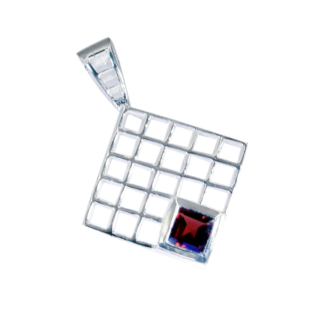 Riyo Beaut Gemstone Square Faceted Red Garnet 994 Sterling Silver Pendant Gift For Good Friday