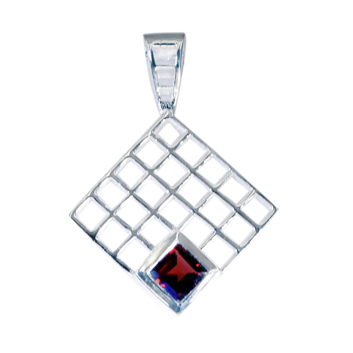 Riyo Beaut Gemstone Square Faceted Red Garnet 994 Sterling Silver Pendant Gift For Good Friday