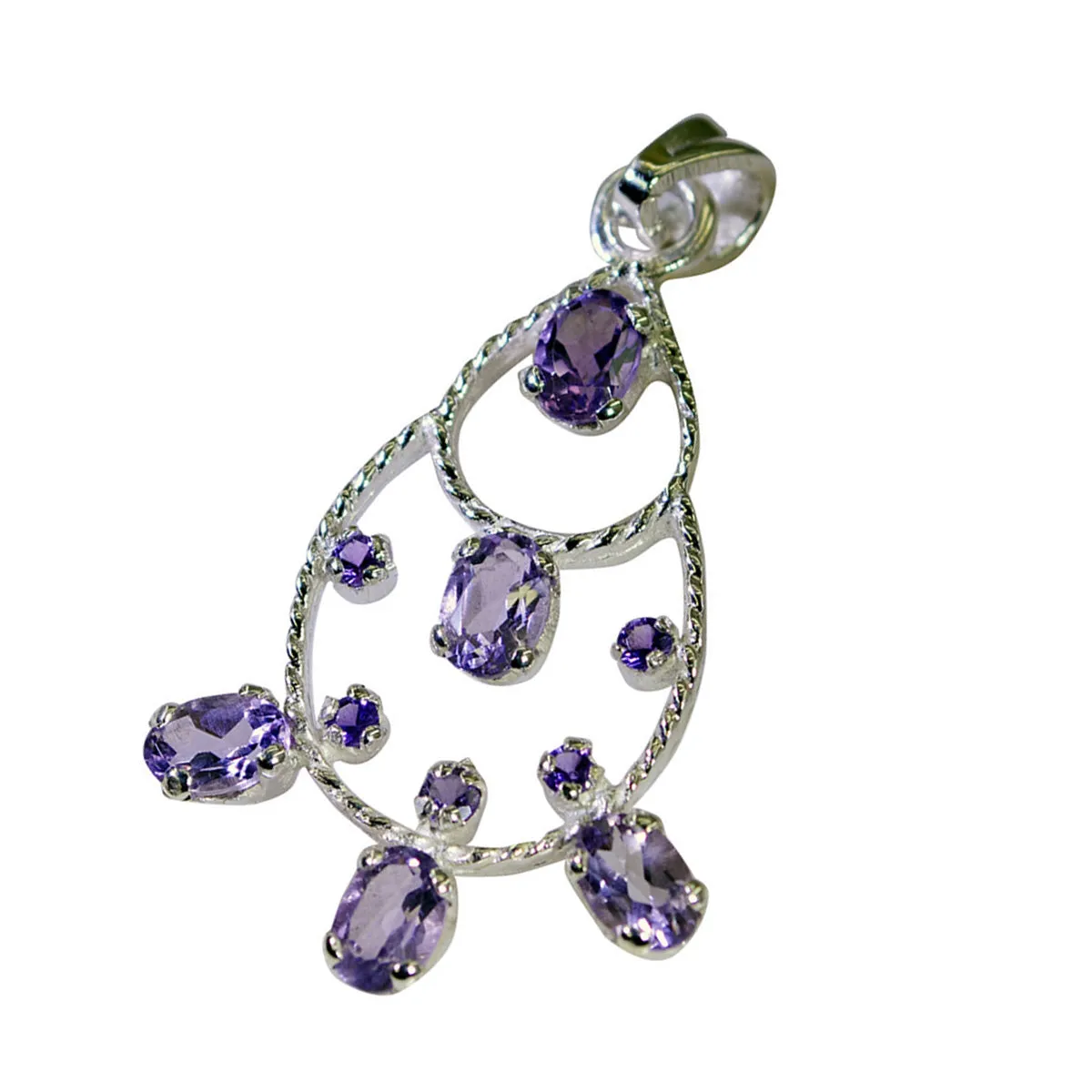 Riyo Comely Gems Multi Faceted Purple Amethyst Silver Pendant Gift For Boxing Day