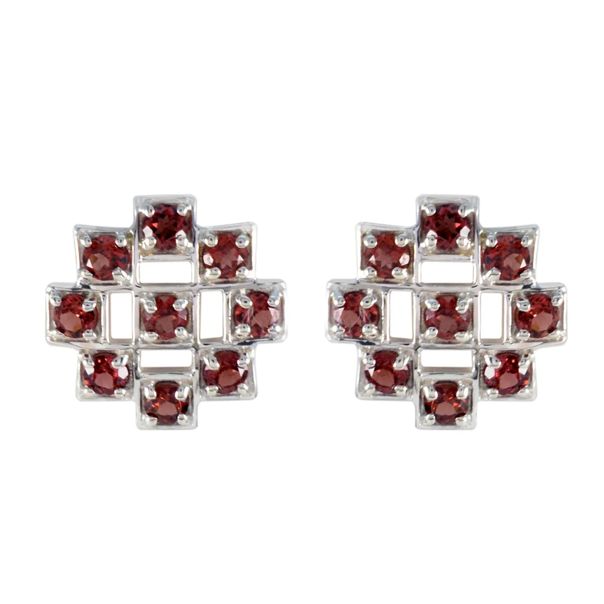 Riyo Delightful Sterling Silver Earring For Damsel Garnet Earring Bezel Setting Red Earring Stud Earring