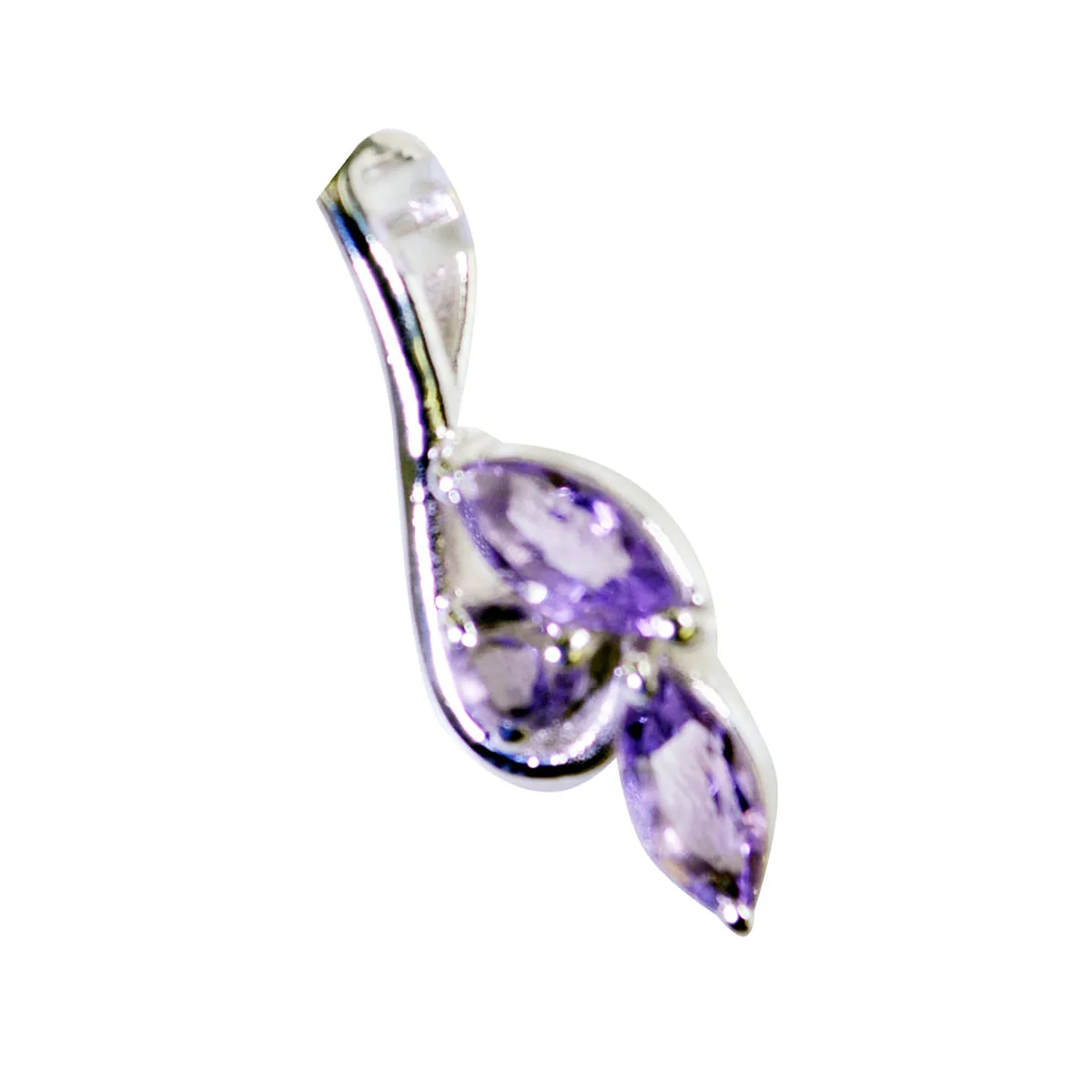 Riyo Drop Gems Multi Faceted Purple Amethyst Solid Silver Pendant Gift For Wedding