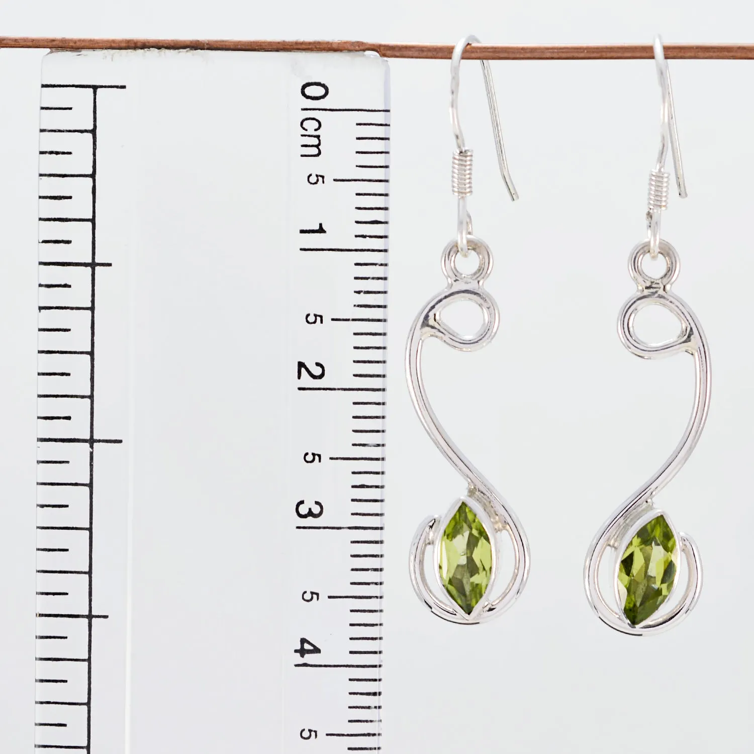 Riyo Genuine Gems marquise Faceted Green Peridot Silver Earrings gift for children day