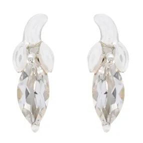 Riyo Genuine Gems Marquise Faceted White White CZ Silver Earring gift for girlfriend