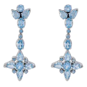 Riyo Genuine Gems multi shape Faceted Blue Topaz Silver Earrings christmas gift