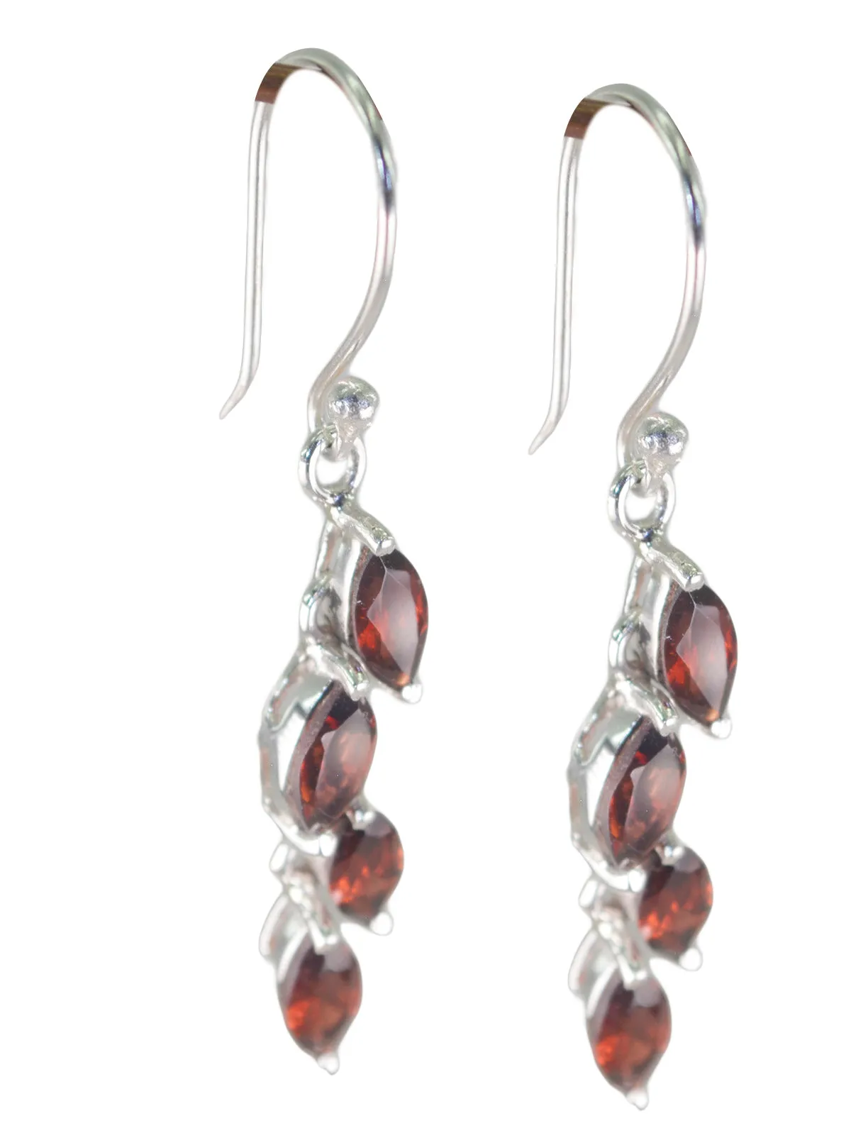 Riyo Genuine Gems multi shape Faceted Red Garnet Silver Earrings christmas day gift