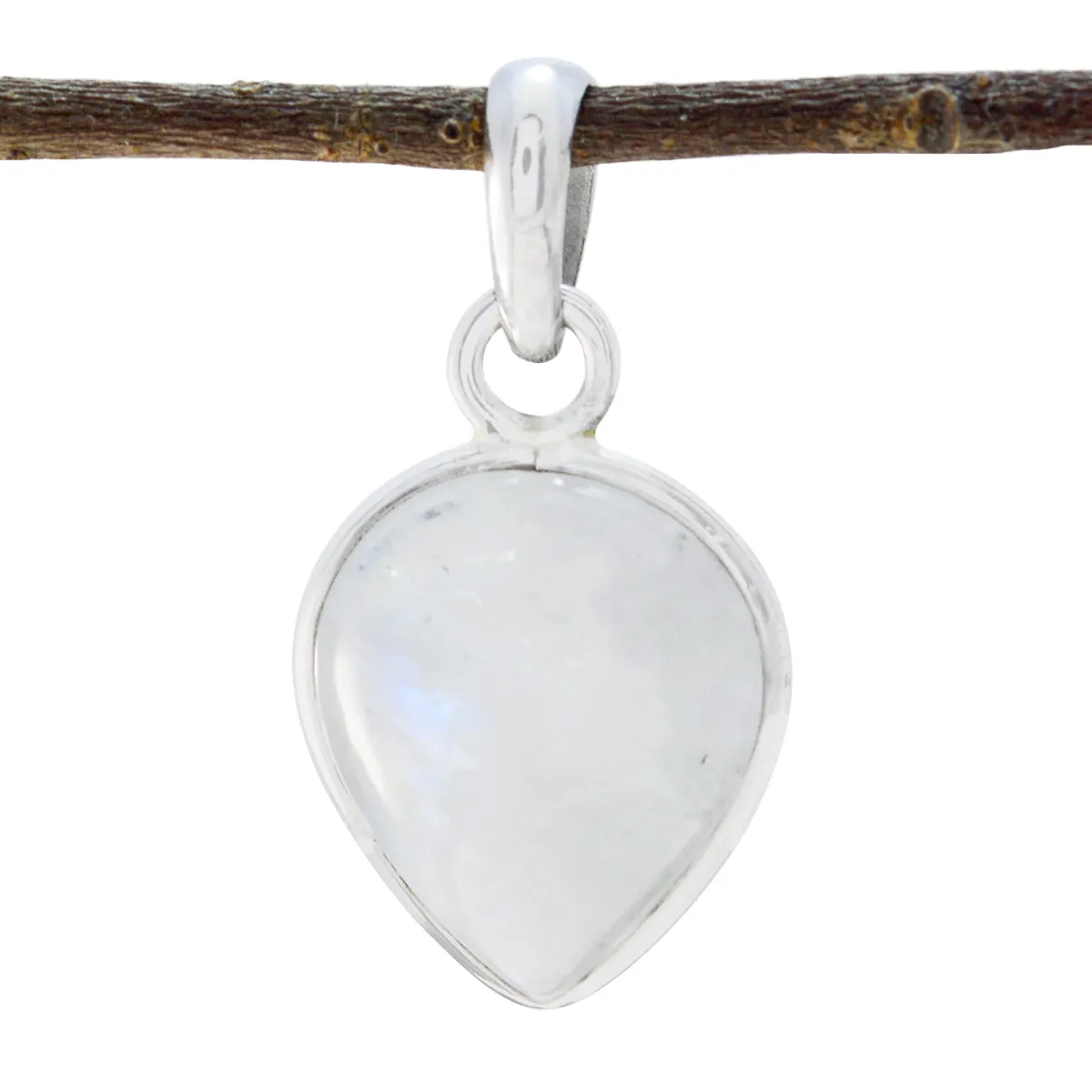 Riyo Genuine Gems Pear Cabochon White Rainbow Moonstone Solid Silver Pendants mother's day gift