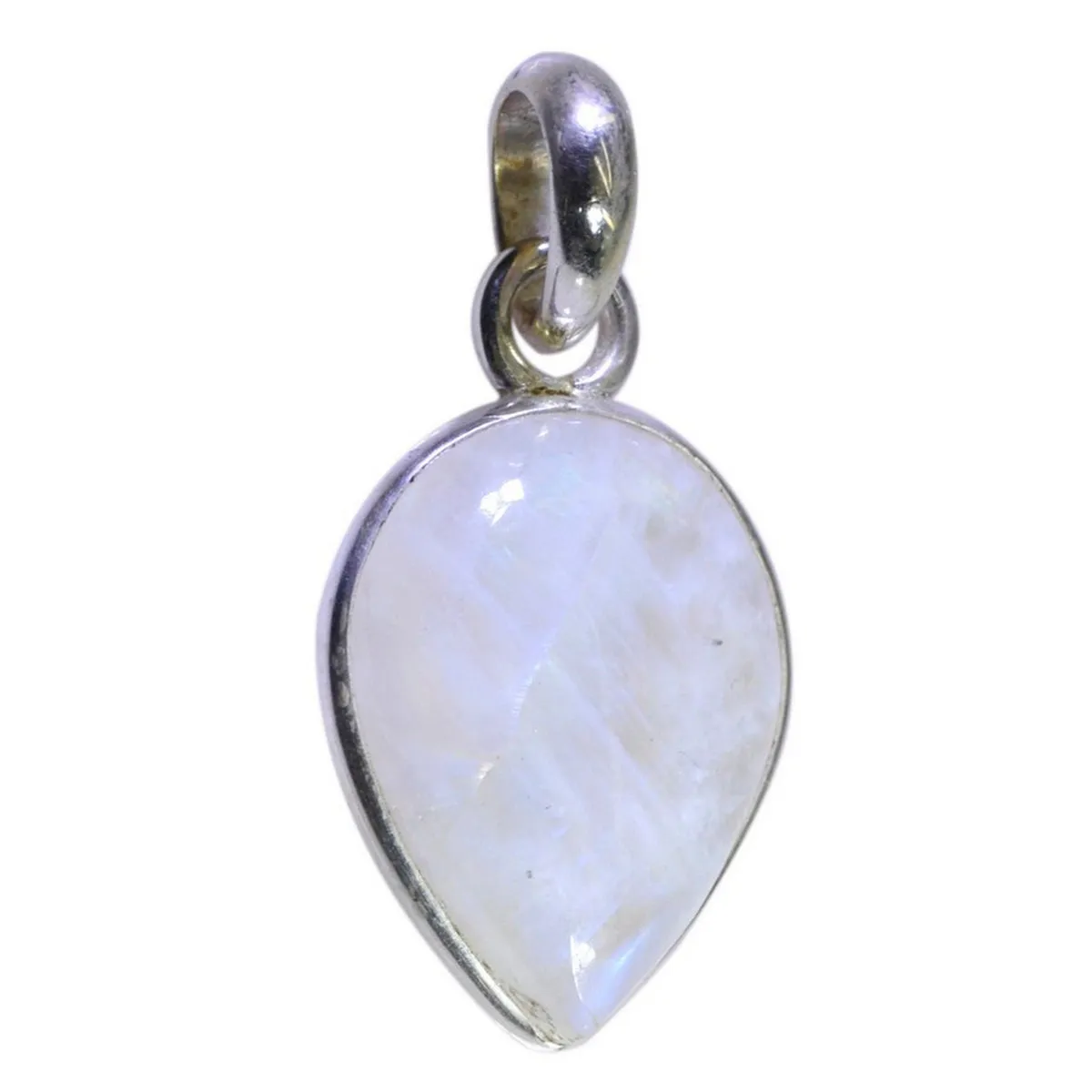 Riyo Genuine Gems Pear Cabochon White Rainbow Moonstone Solid Silver Pendants mother's day gift