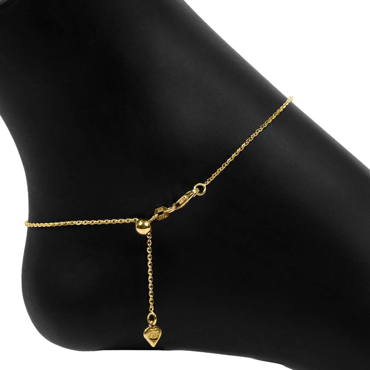 Roma Cross CZ Charm Adjustable Anklet