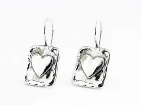 Romantic Silver Earrings for women Heart Shaped. Bluenoemi Israeli Jewelry