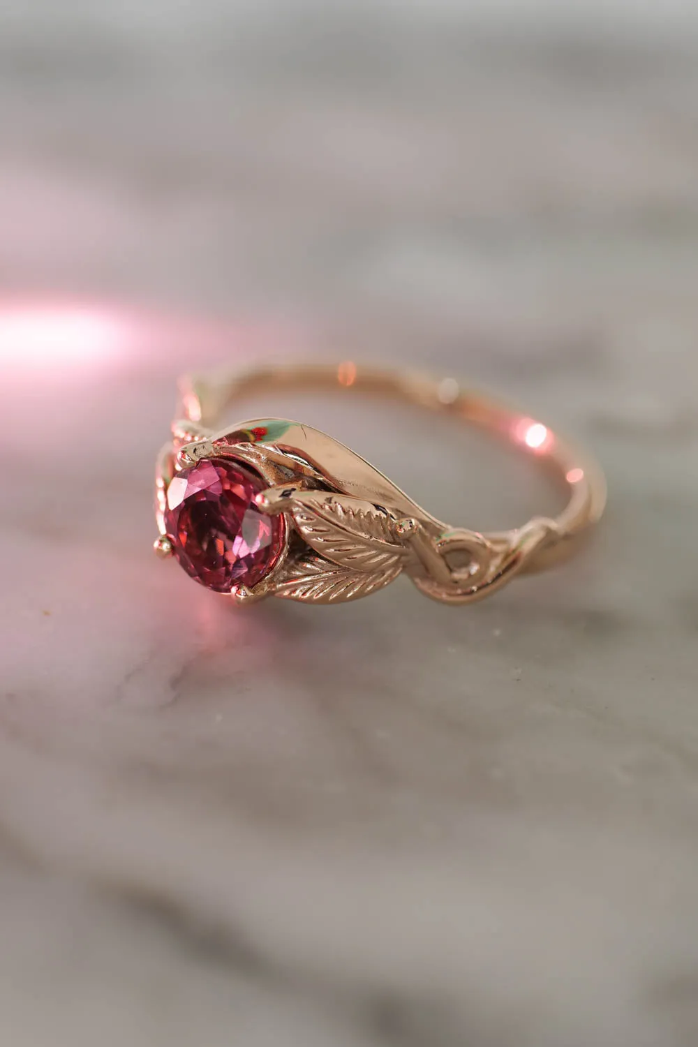 Rose gold engagement ring with pink tourmaline / Azalea