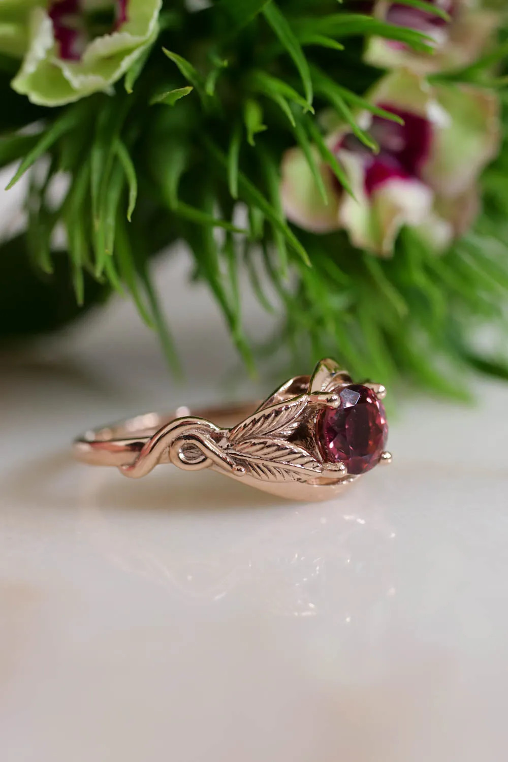 Rose gold engagement ring with pink tourmaline / Azalea