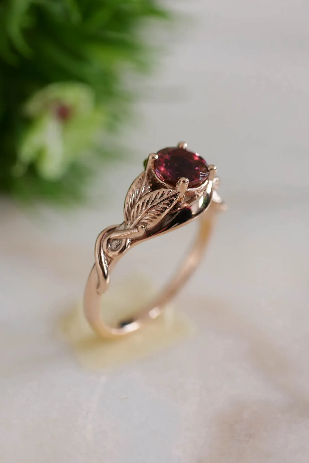 Rose gold engagement ring with pink tourmaline / Azalea