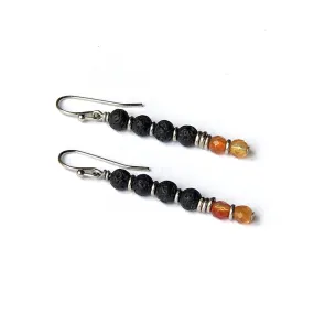 Sacral Chakra Aromatherapy Earrings with Lava Rock and Carnelian *Final Sale*